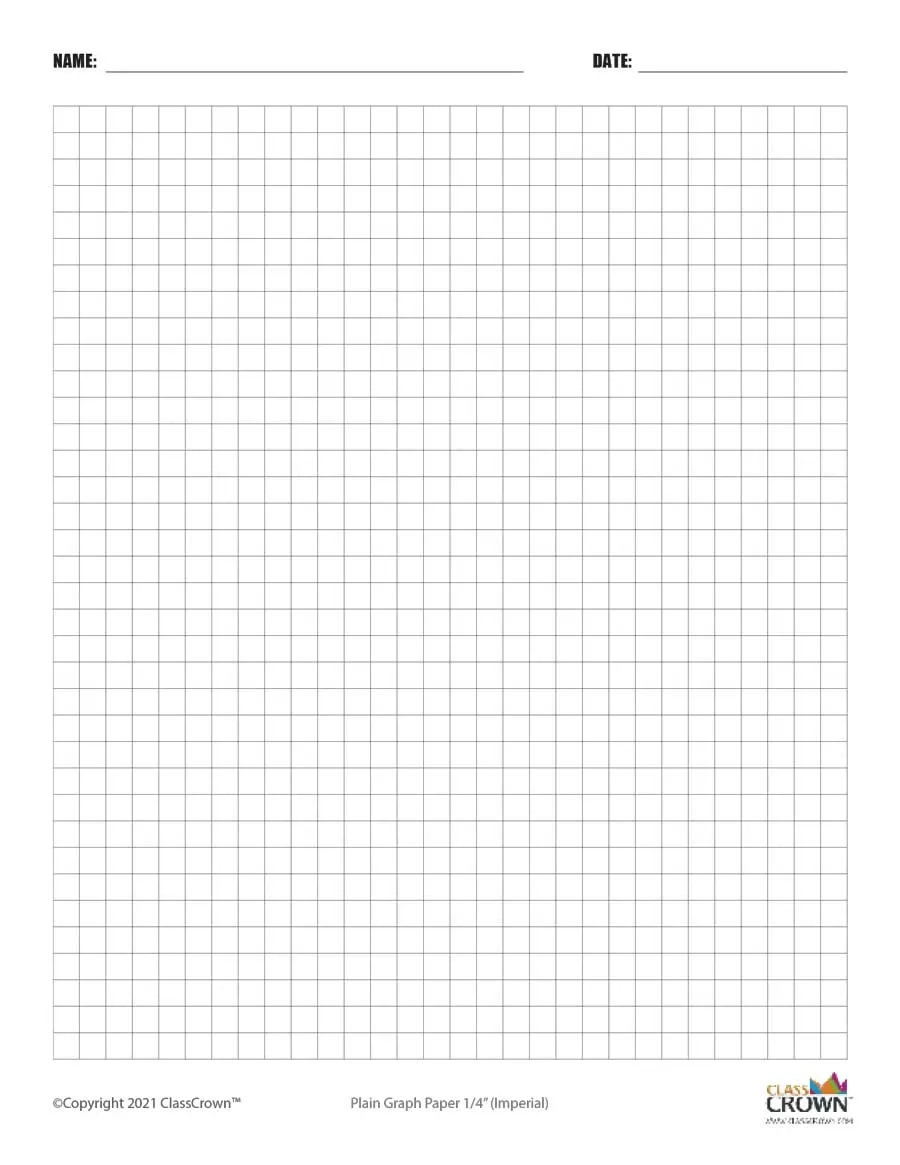 Plain Graph Paper With Name Block | Classcrown within Graph Paper 1/4 Inch Printable