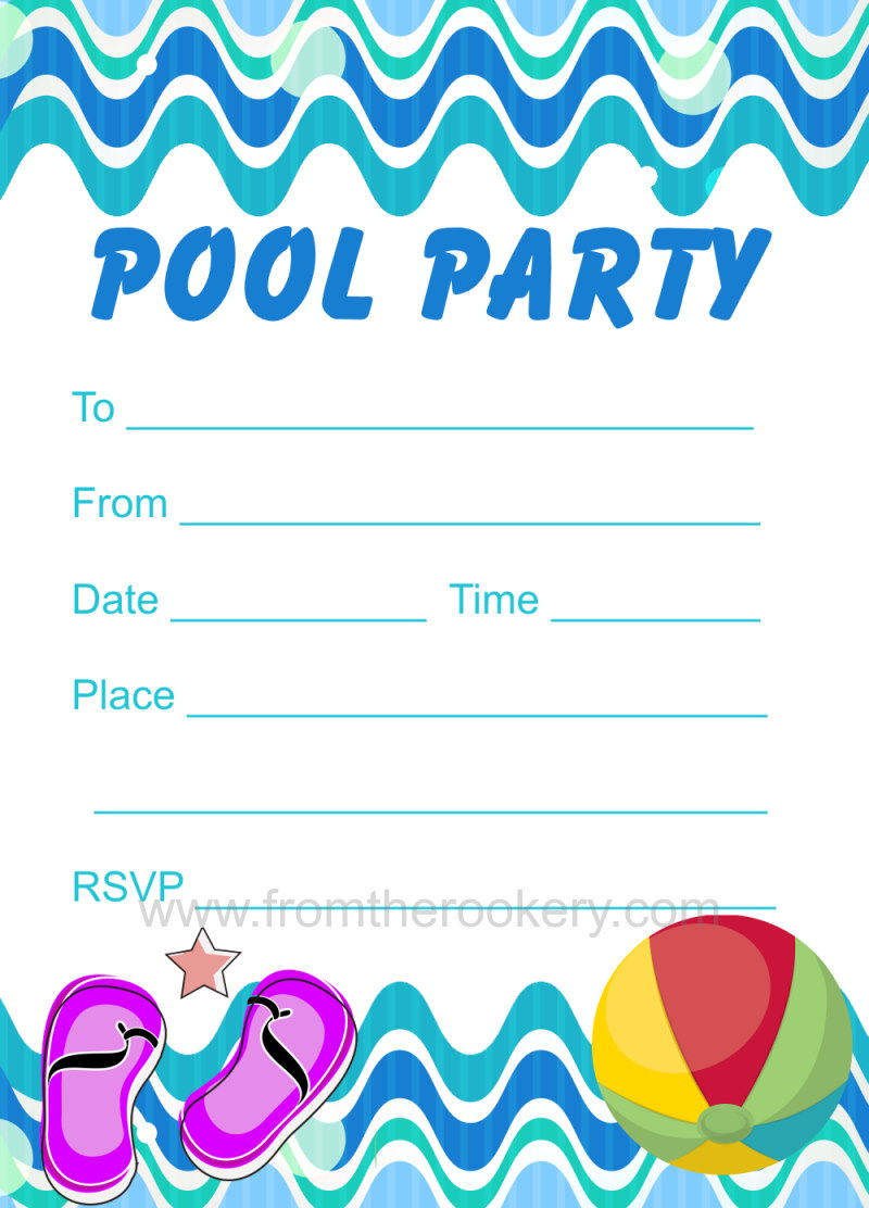 Pool Party Invitation intended for Blank Free Printable Pool Party Invitations Templates