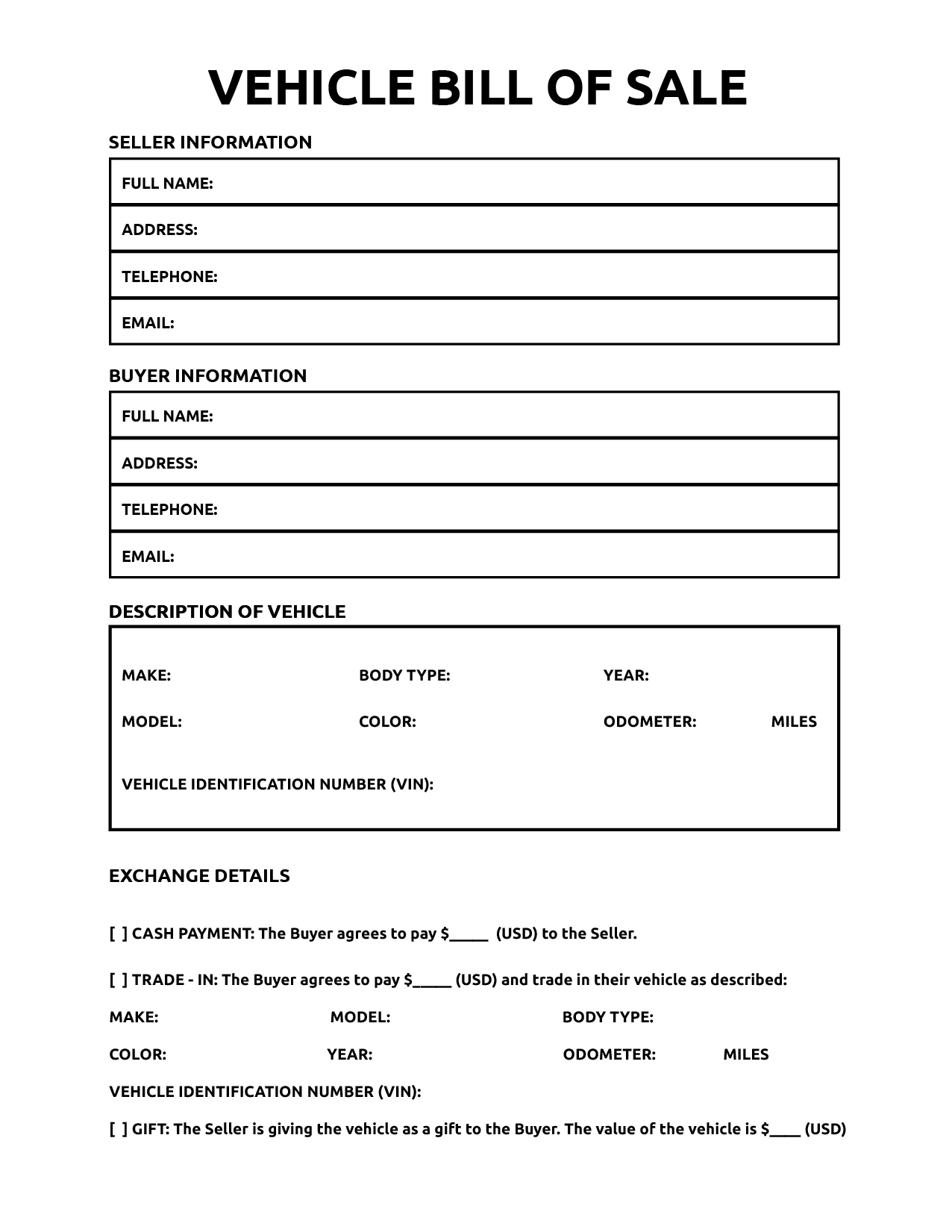 Printable Bill Of Sale For Vehicle - World Of Printables intended for Free Printable Bill Of Sale For Vehicle