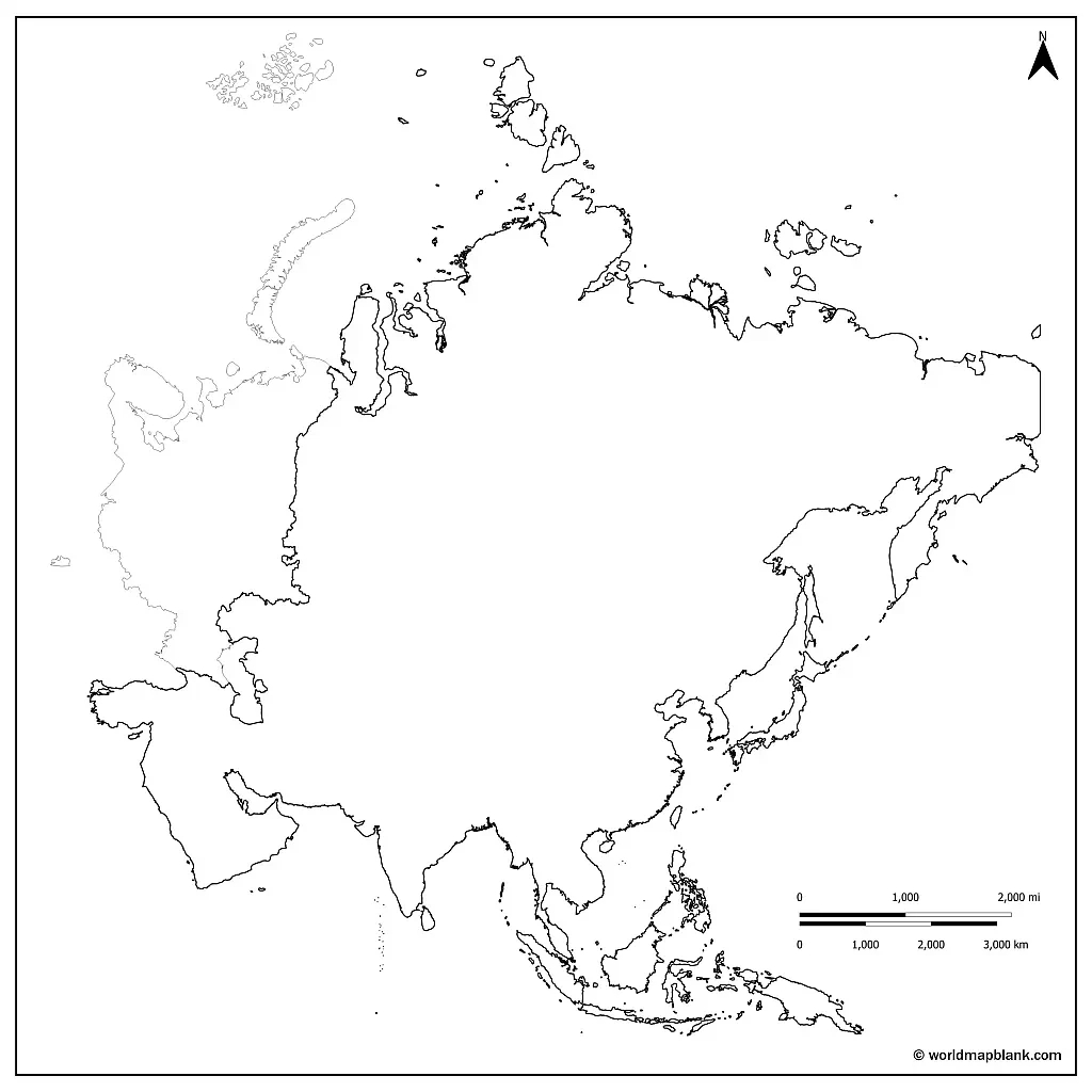 Printable Blank Map Of Asia For Free Download [Image/Pdf] inside Blank Map of Asia Printable