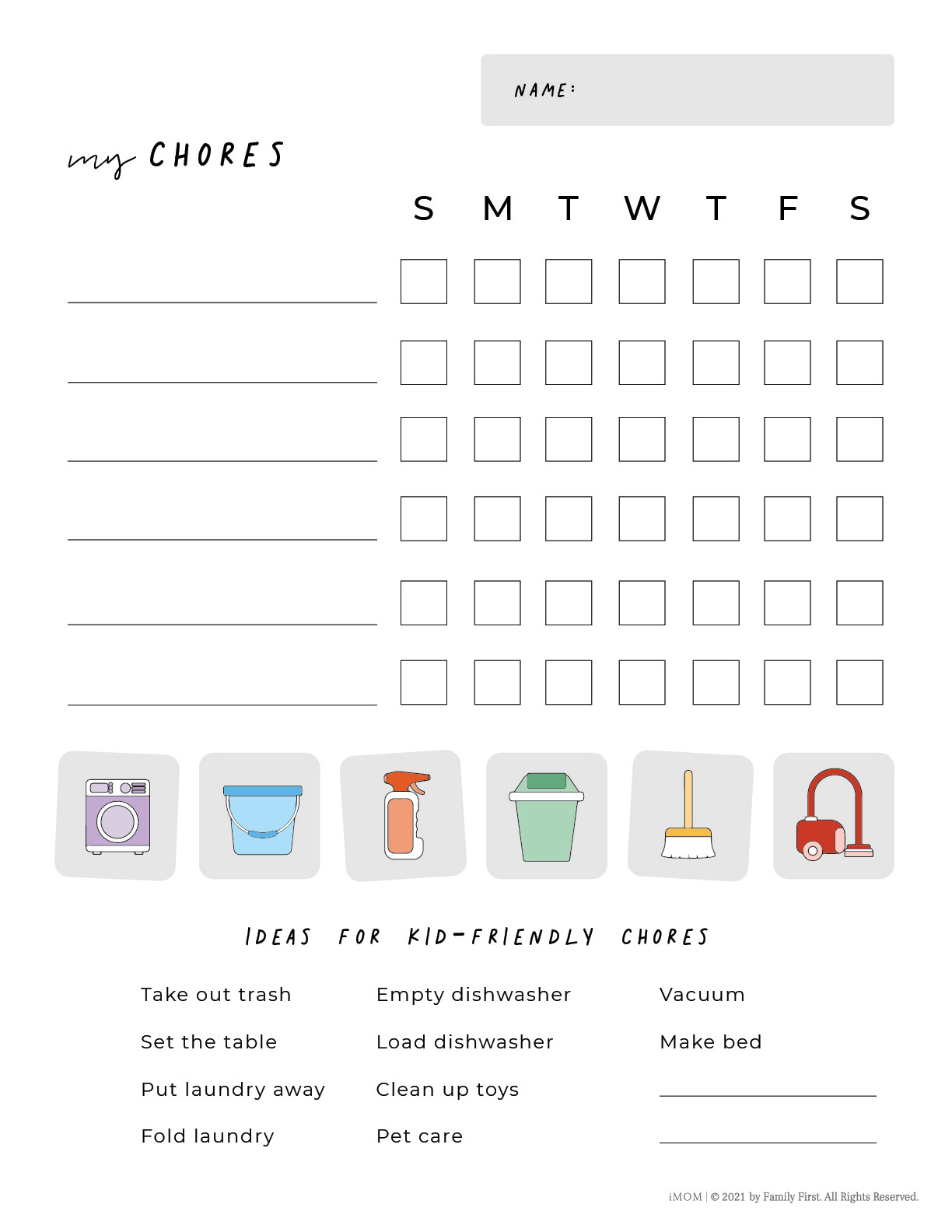 Printable Chore Chart For Kids - Imom with regard to Printable Children&amp;#039;S Chore Chart