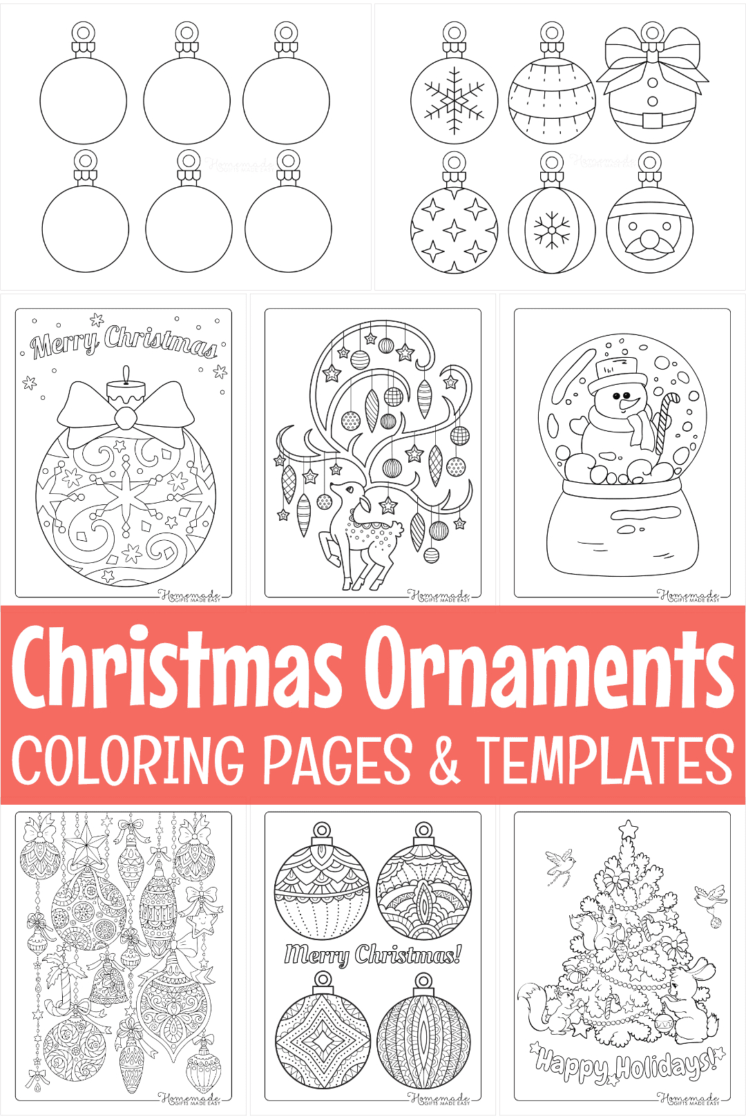 Printable Christmas Ornaments, Coloring Pages, & Blank Templates with Free Christmas Tree Decorations Printables