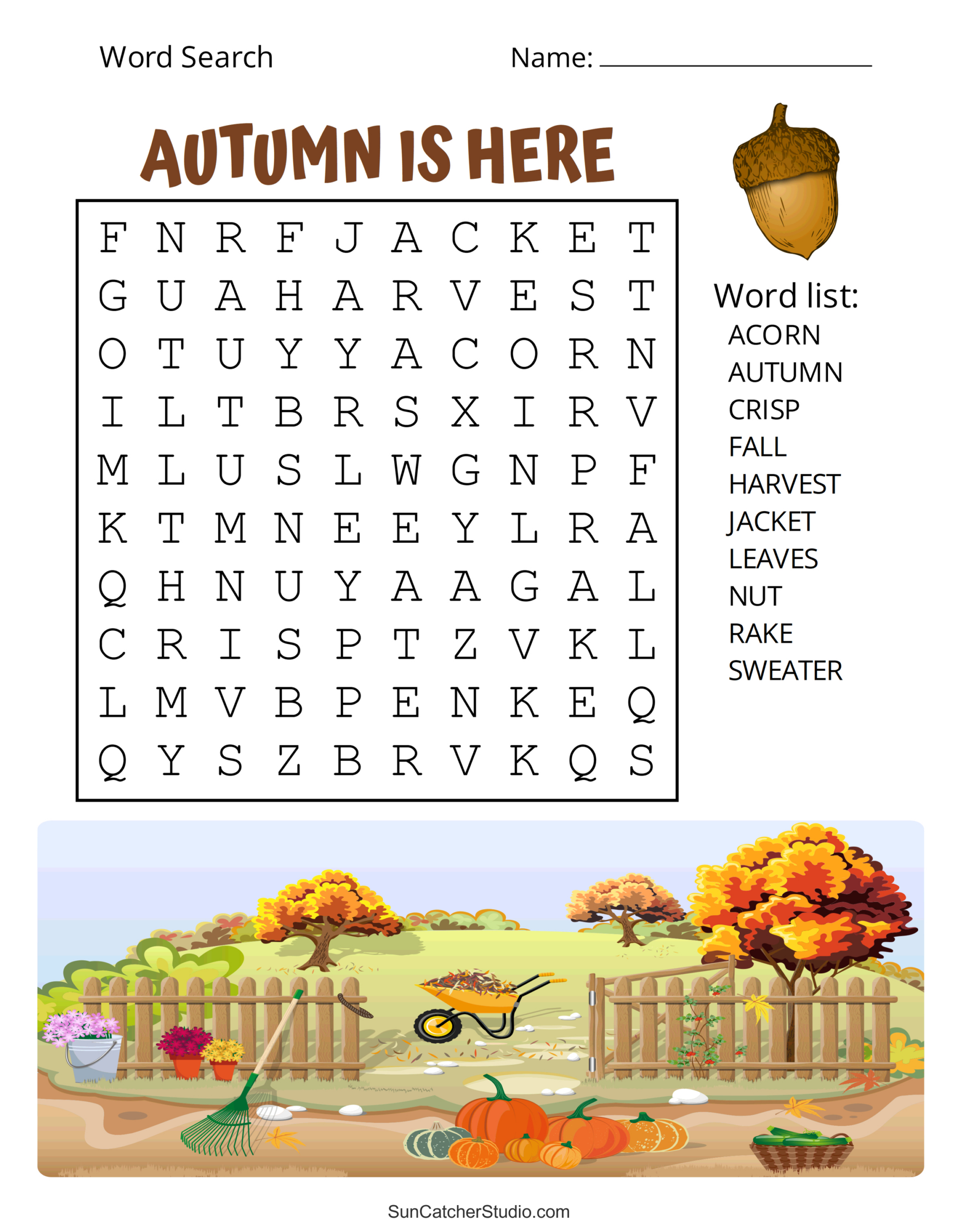 Printable Fall Word Search Puzzles (Autumn Word Search) – Free in Free Printable Autumn Word Search