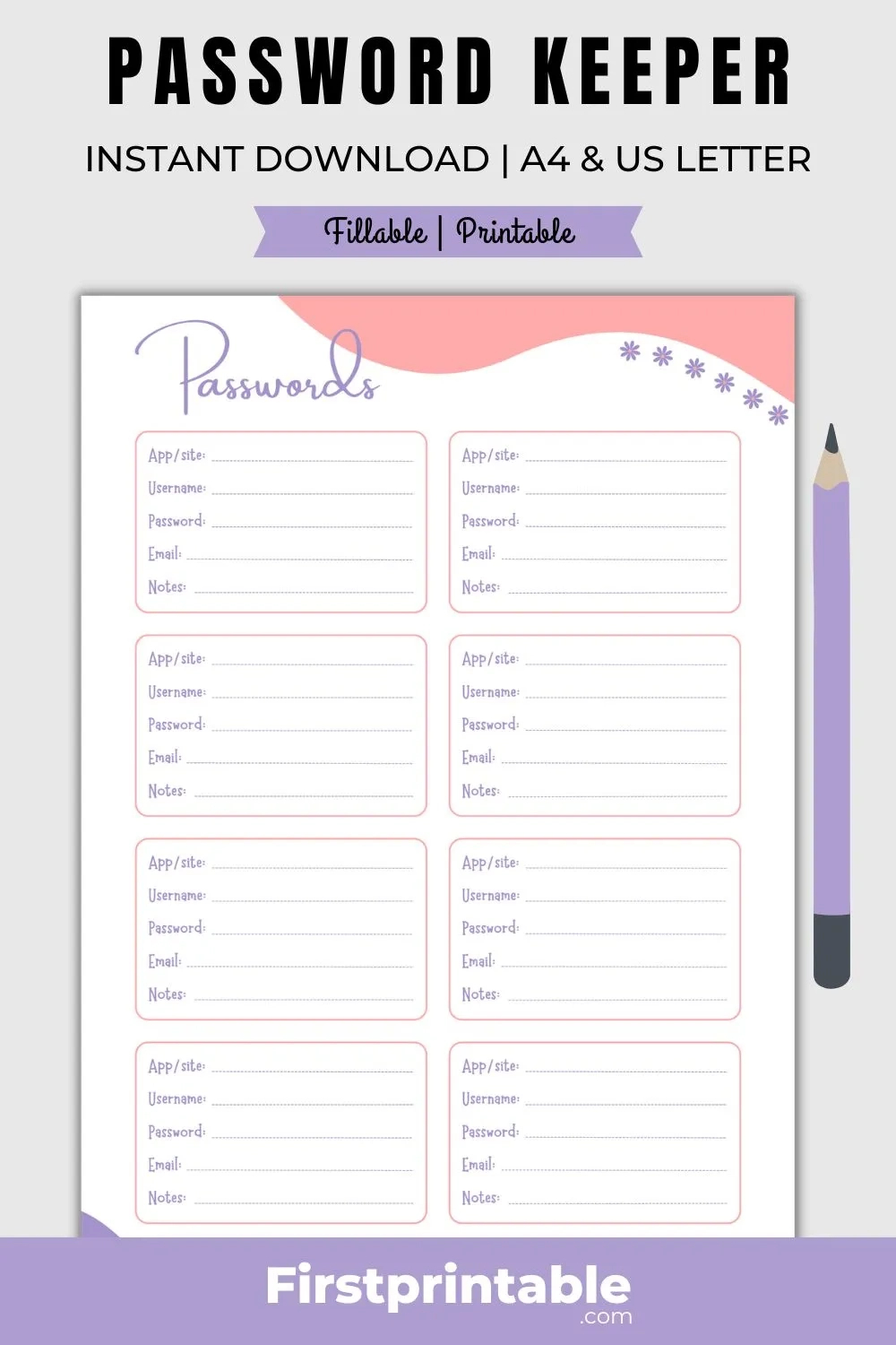 Printable Password Log - Fillable [Pdf] within Free Printable Password Keeper Printable