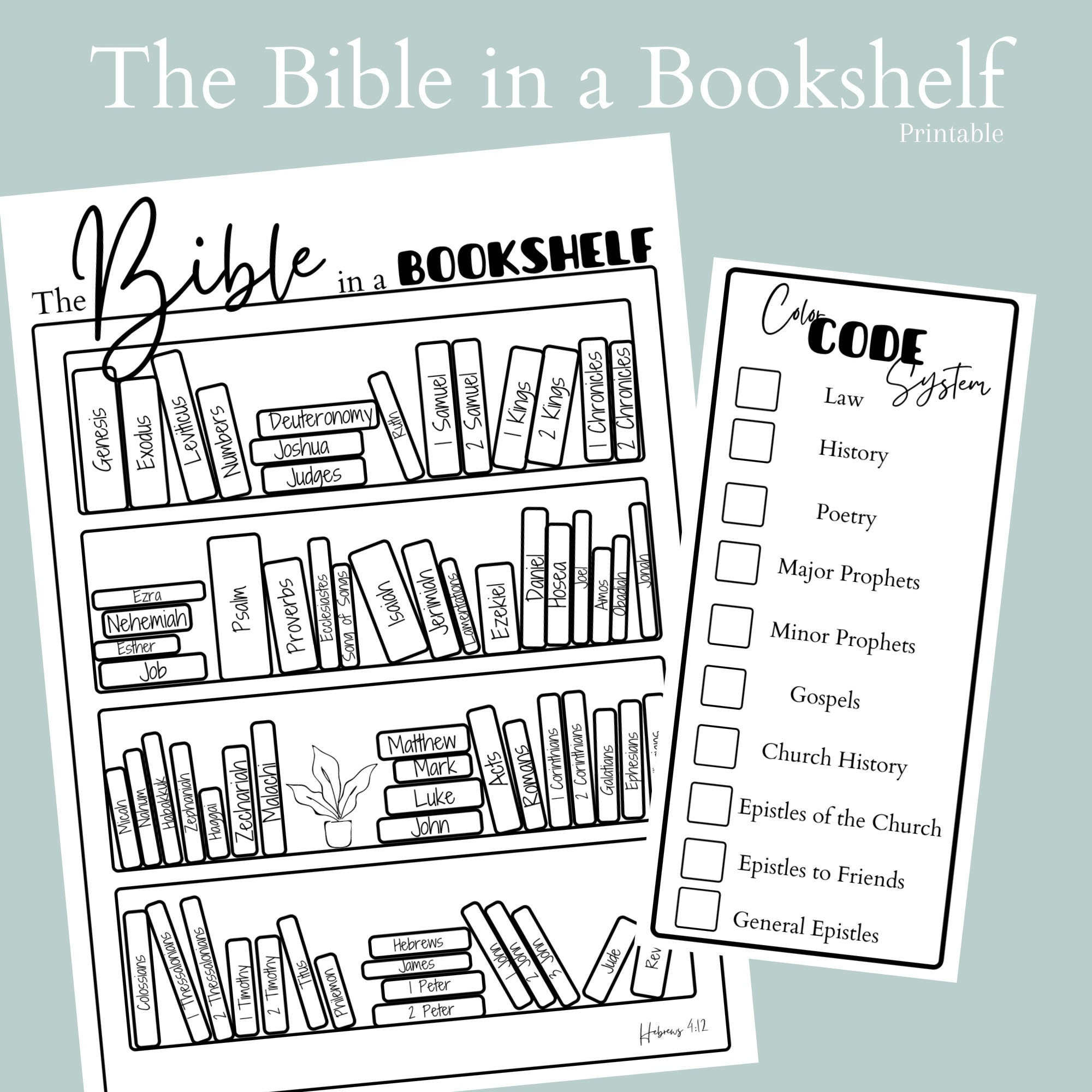 Printable Pdf || The Bible In A Bookshelf || Bible Reading Tracker inside Books of the Bible Bookshelf Printable