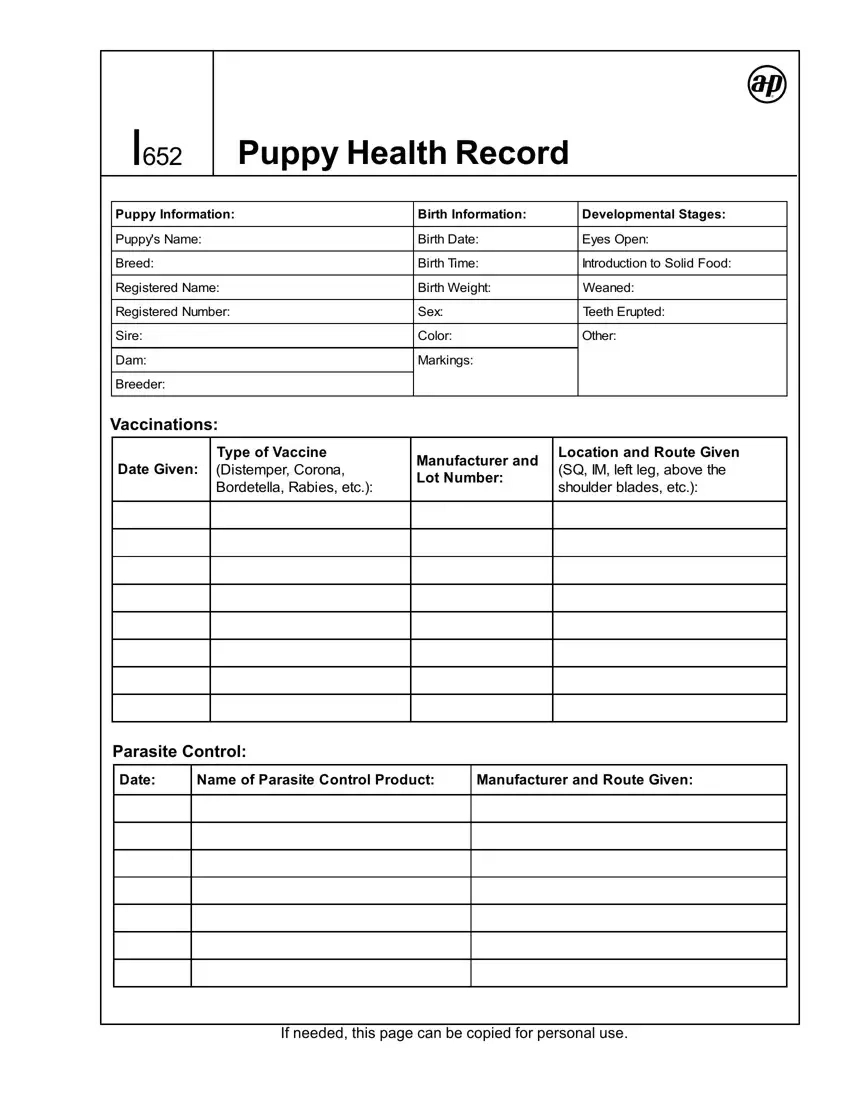 Puppy Health Record ≡ Fill Out Printable Pdf Forms Online within Dog Vaccination Record Printable