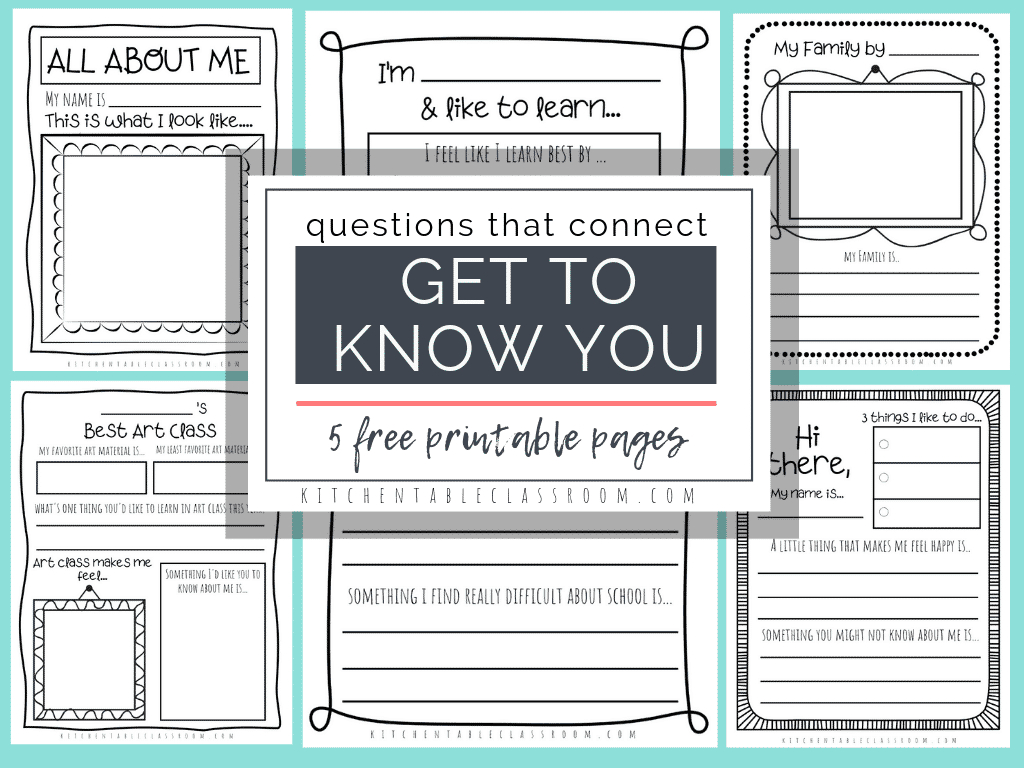Questions That Connect- 5 Free Printable Get To Know You Pages in Free Printable Getting To Know You Worksheets