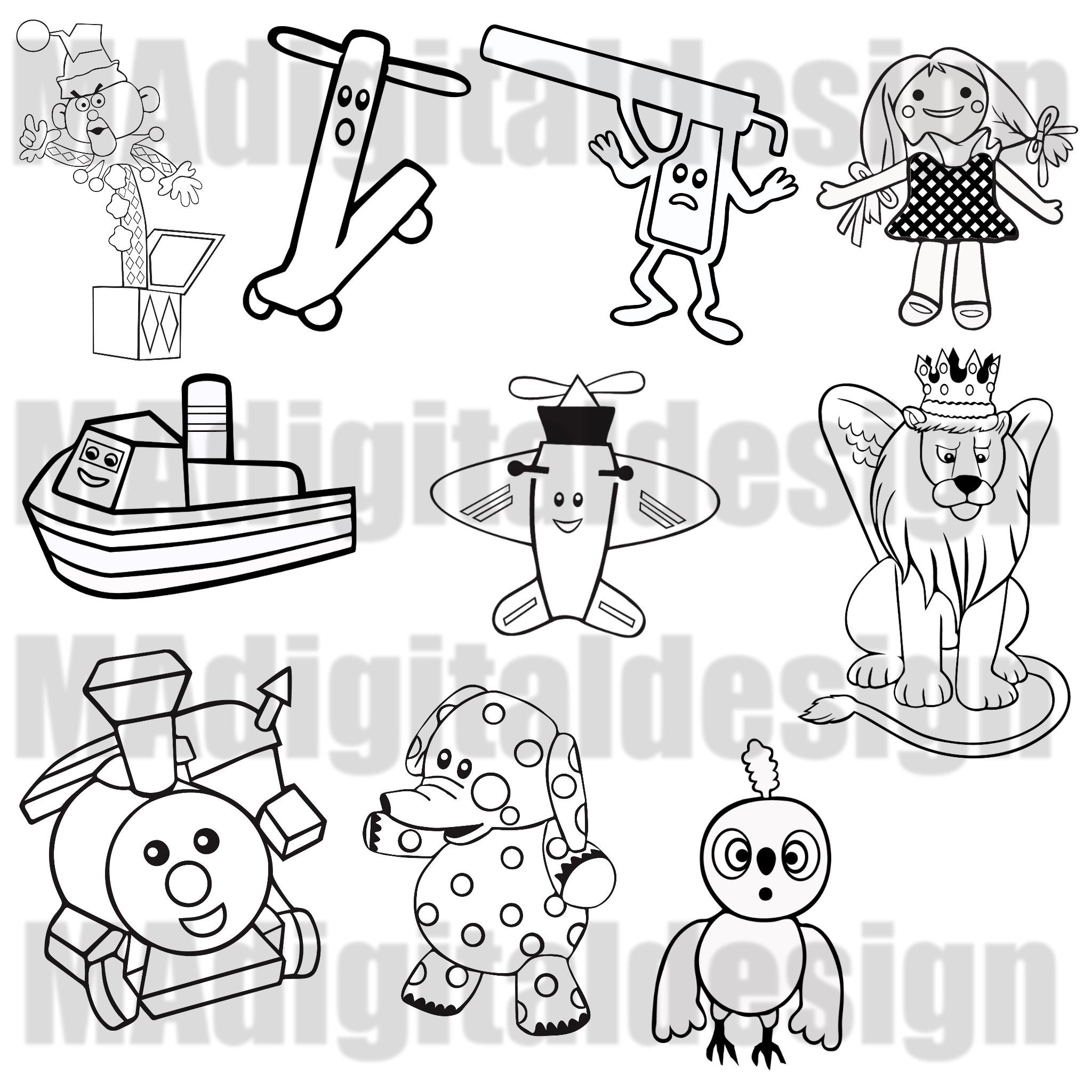 Rudolph The Red Nosed Reindeer Island Of Misfit Toys Coloring Page Bundle  With 10 Images Pdf For Holiday Parties, Teachers, And More! throughout Printable Island Of Misfit Toys Characters