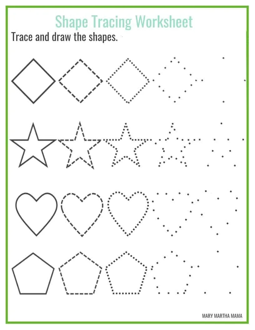 Shapes Worksheets For Preschool [Free Printables] – Mary Martha Mama throughout Shapes Activities For Preschoolers Printables