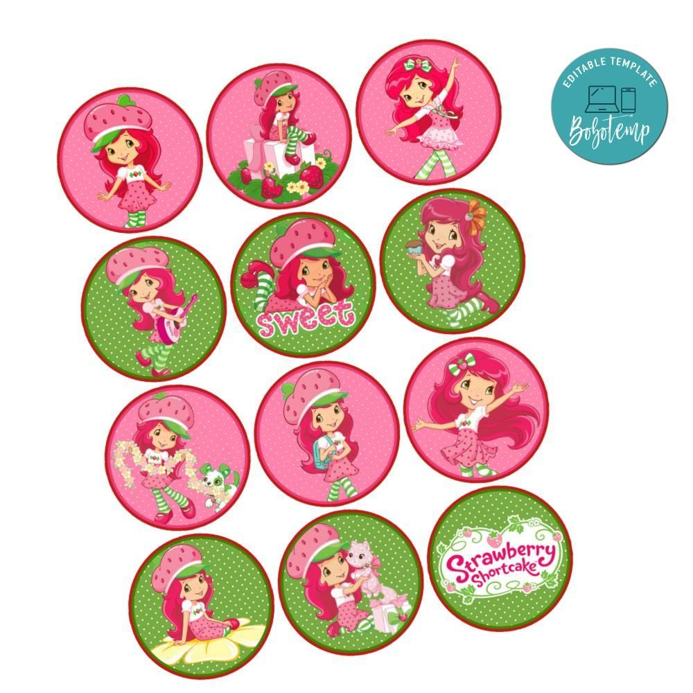 Strawberry Shortcake Cupcake Toppers Template Printable Diy | Bobotemp for Strawberry Shortcake Cake Topper Printable