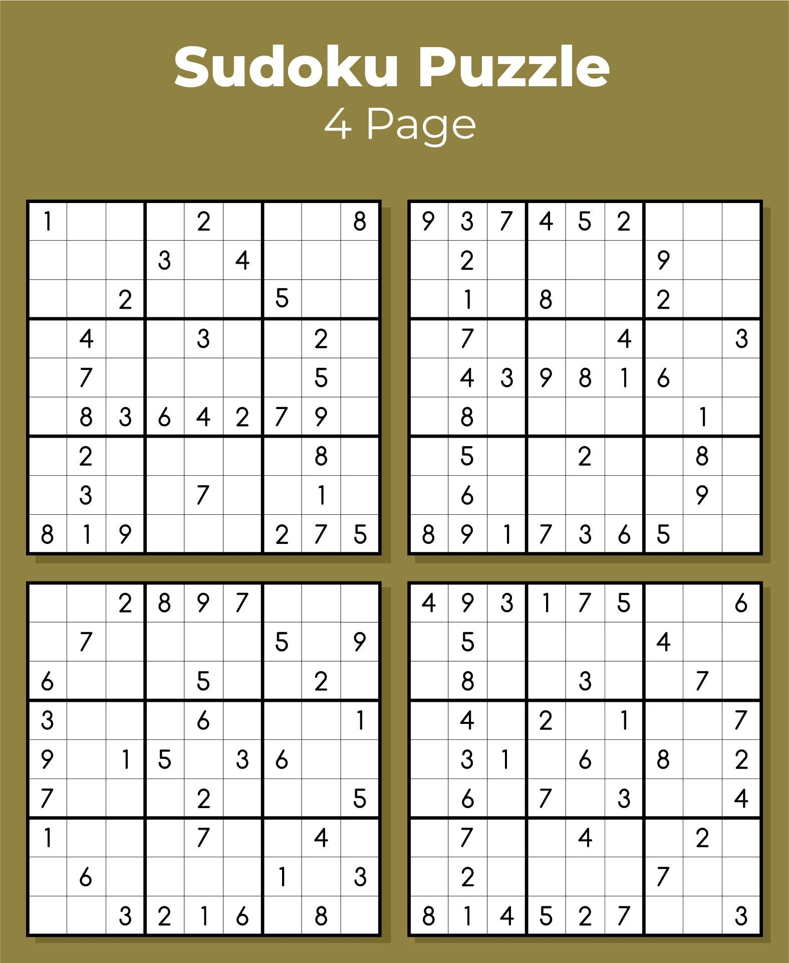 Sudoku Puzzles To Print - 10 Free Pdf Printables | Printablee pertaining to Sudoku Printable 4 Per Page