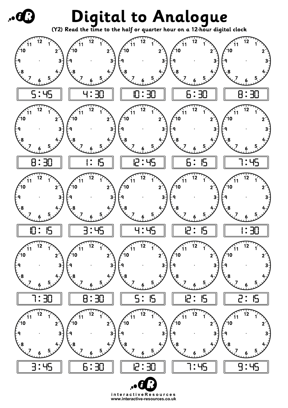 Teaching Time - Free Telling Time Worksheets intended for Telling Time Sheets Free Printable