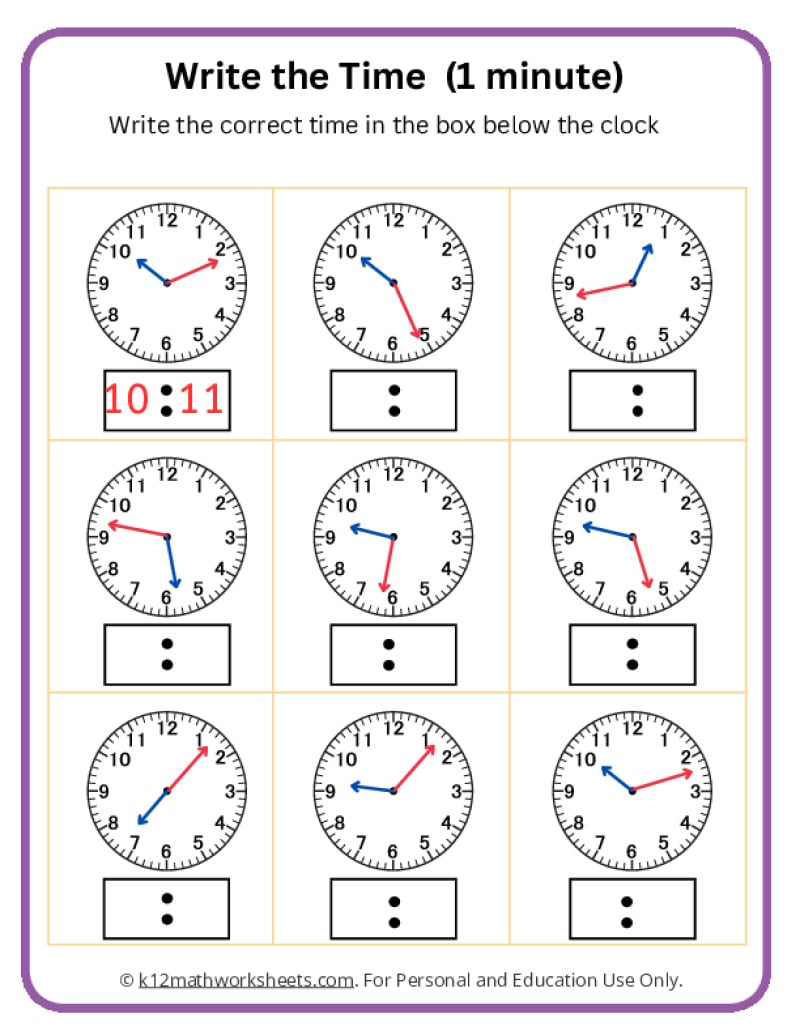 Telling Time Worksheets with Printable Clocks For Telling Time