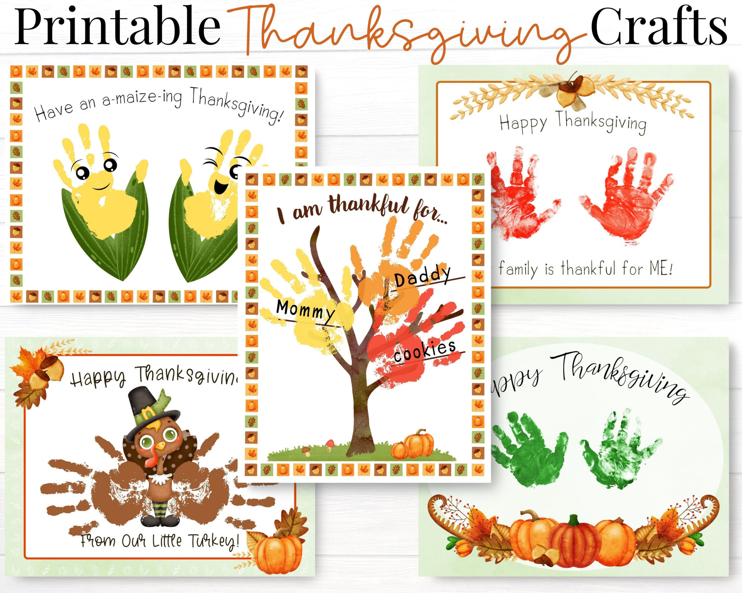 Thanksgiving Crafts For Kids, Printable Handprint Art Activities for Thanksgiving Crafts For Preschoolers Printable