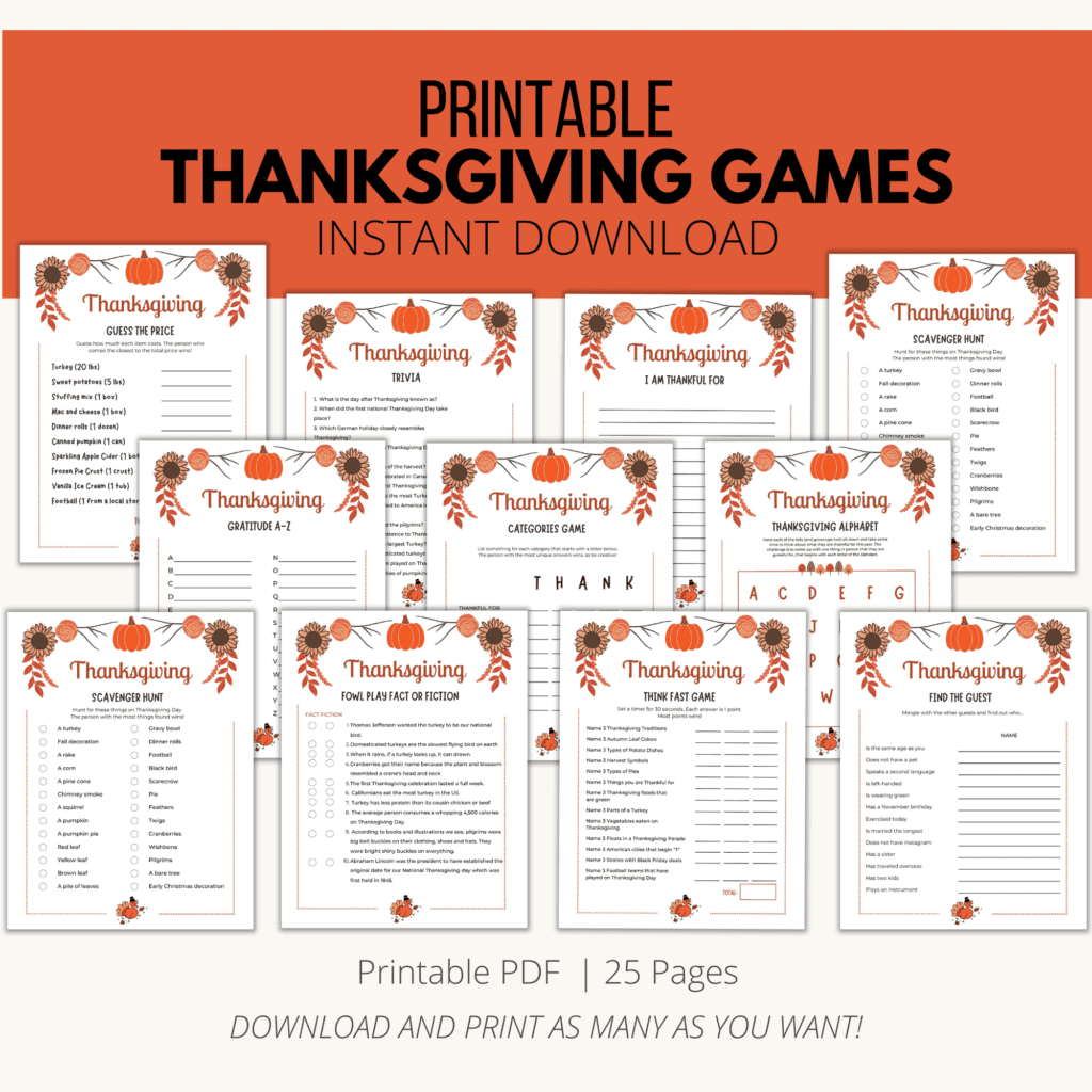 Thanksgiving Games Printable {Downloadable Pdf} within Free Printable Thanksgiving Games For Adults