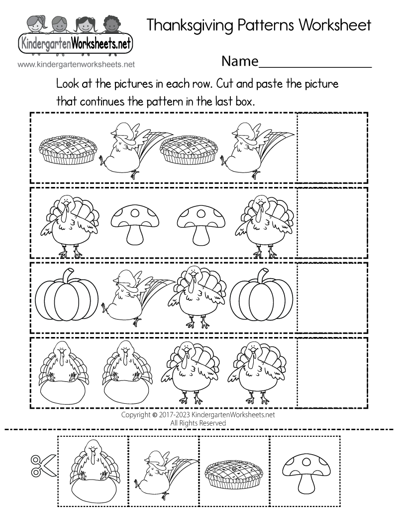 Thanksgiving Patterns Worksheet - Free Printable, Digital, & Pdf pertaining to Free Printable Thanksgiving Activity Sheets