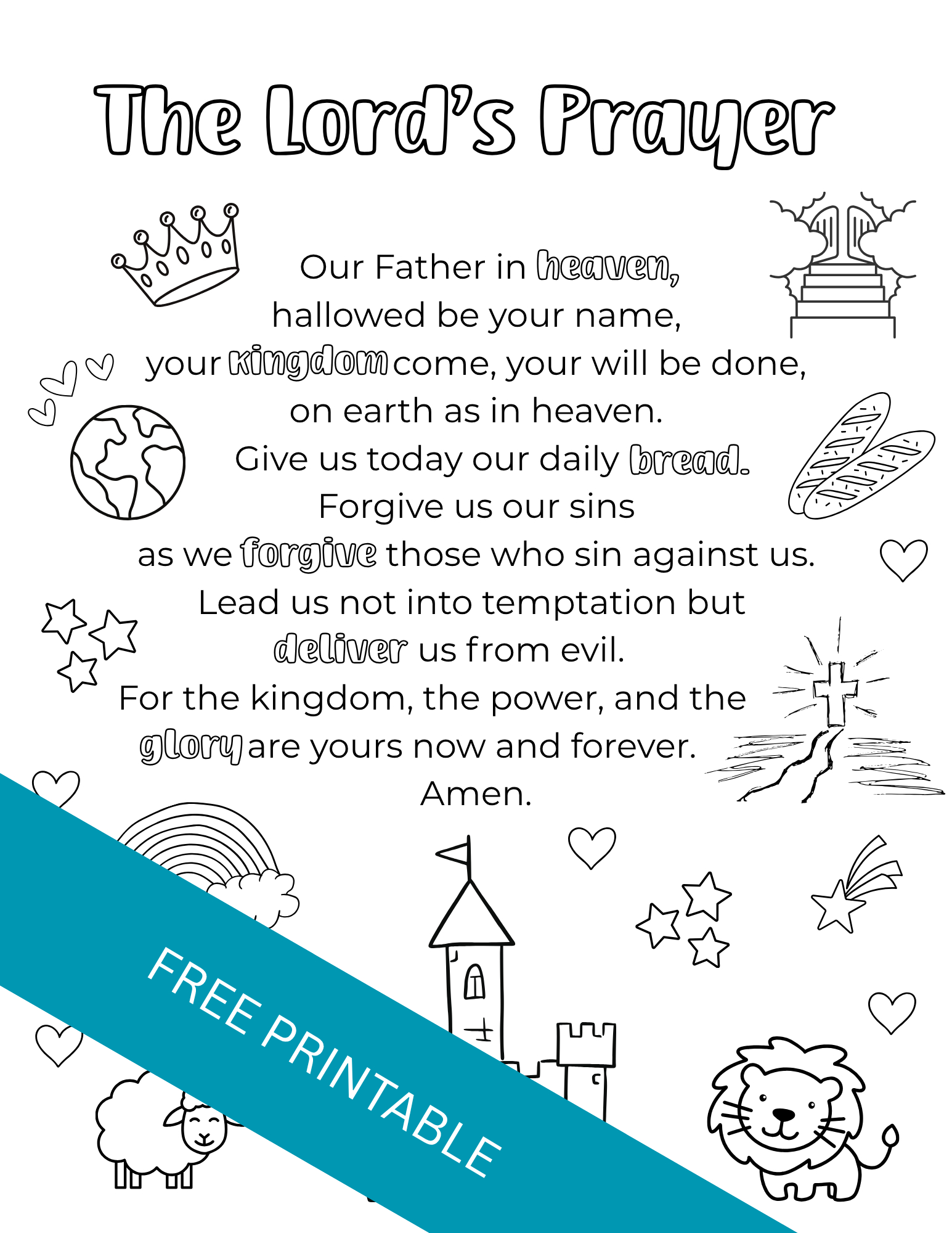 The Lord'S Prayer Printable For Kids - Out Upon The Waters pertaining to The Lord's Prayer Printable Free