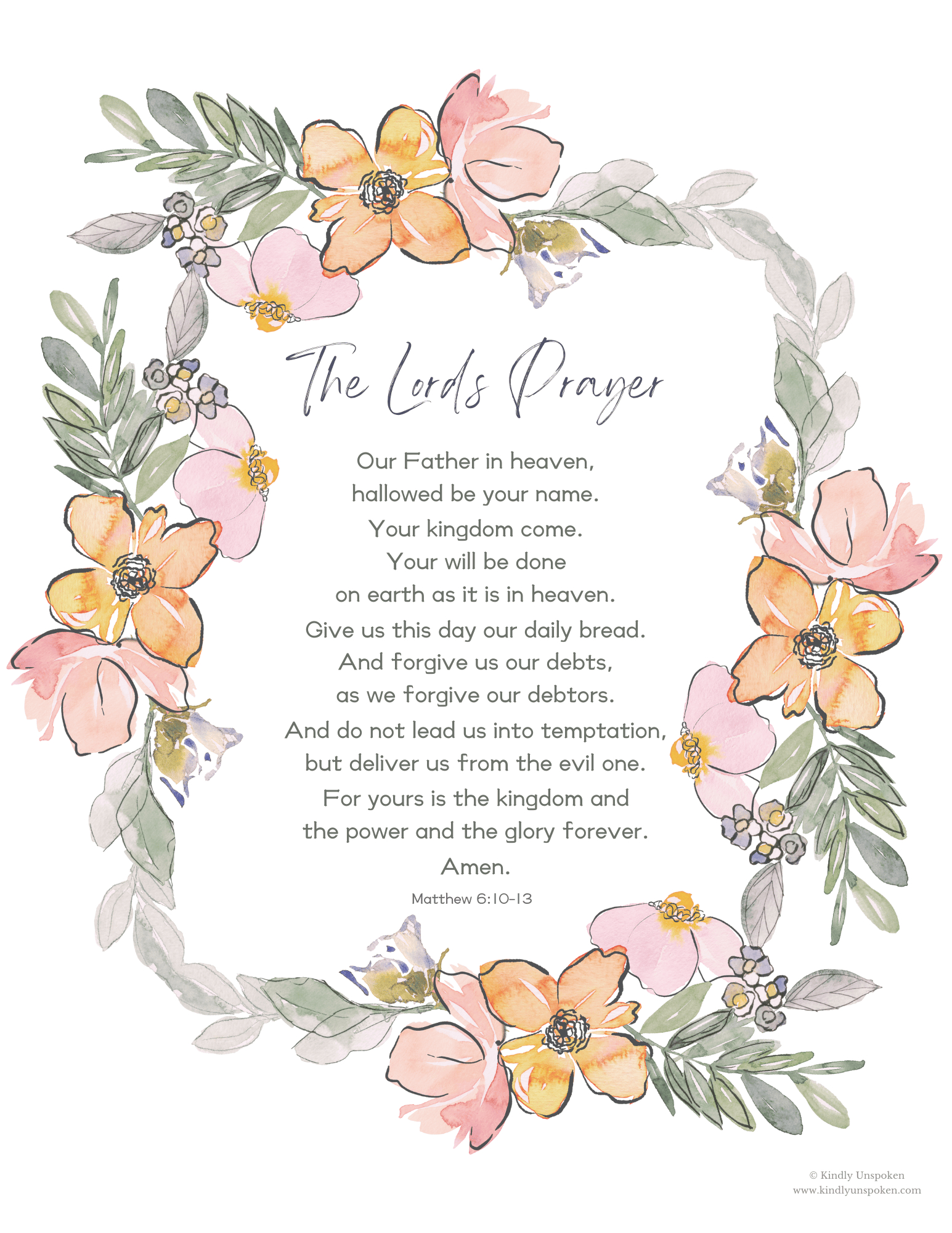 The Lord'S Prayer Printable Pdf - Free Bible Wall Art - Kindly intended for The Lord's Prayer Printable Free
