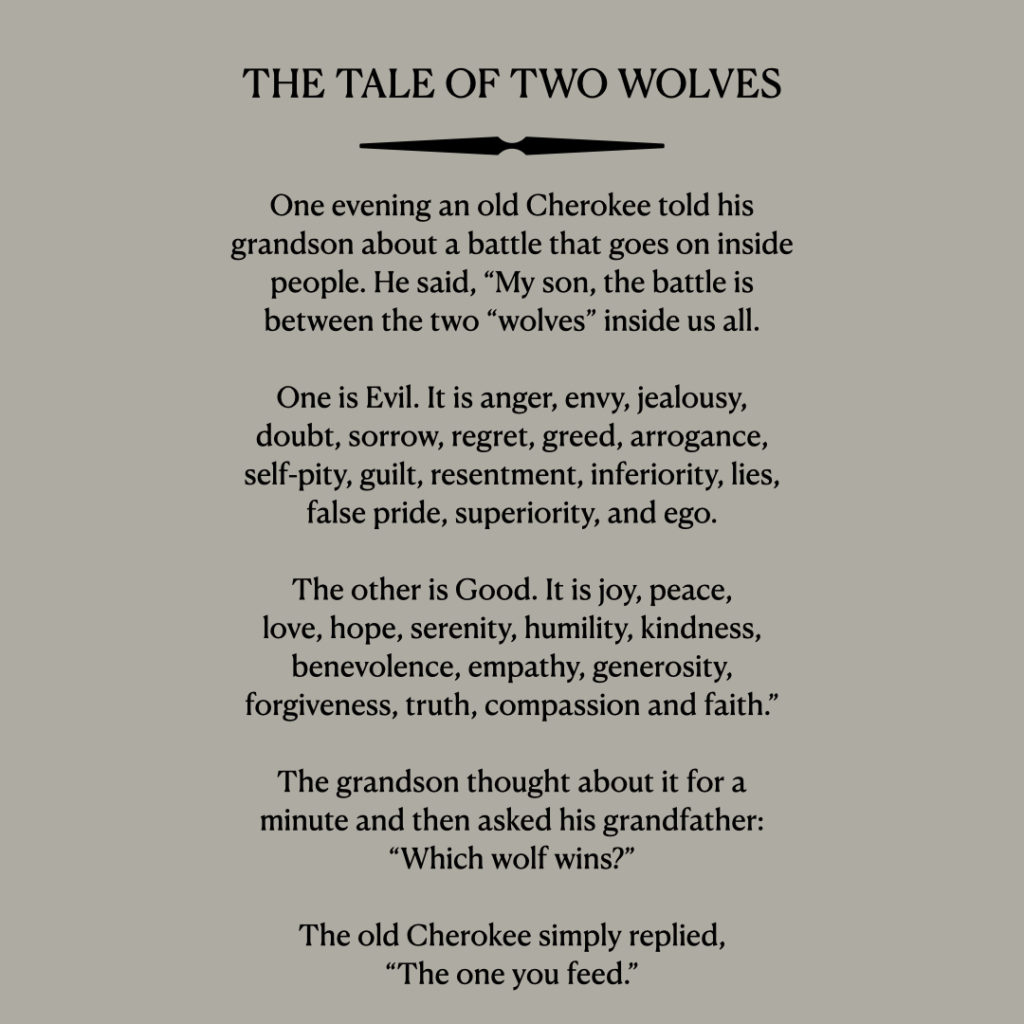 The Tale Of Two Wolves | Jimmy John Liautaud regarding Tale of Two Wolves Printable