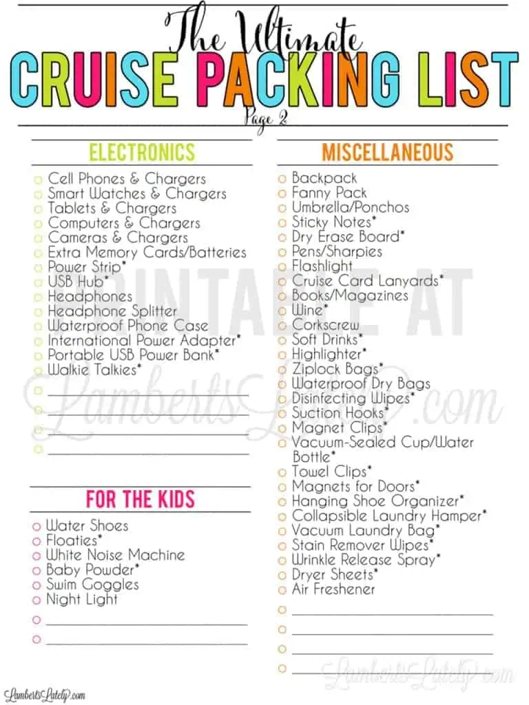 The Ultimate Cruise Packing Checklist (Free Printable Pdfs with regard to Printable Packing List For A Cruise