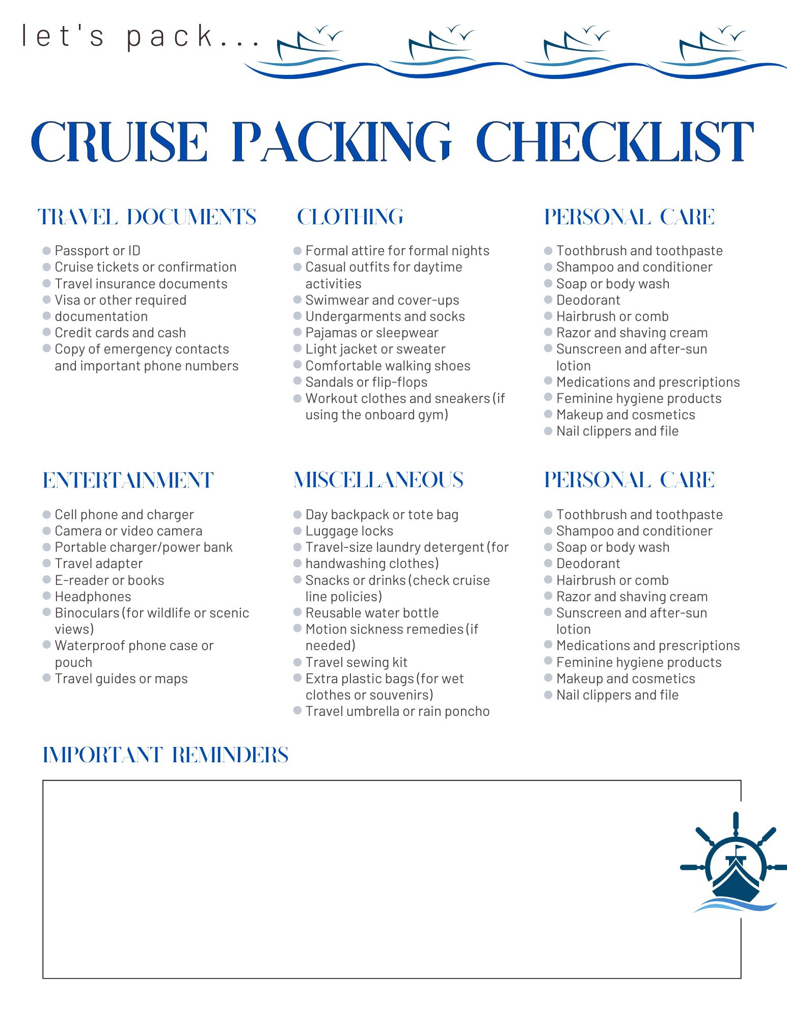 The Ultimate Cruise Packing Checklist Printable - Don&amp;#039;T Forget A in Packing For A Cruise Checklist Printable