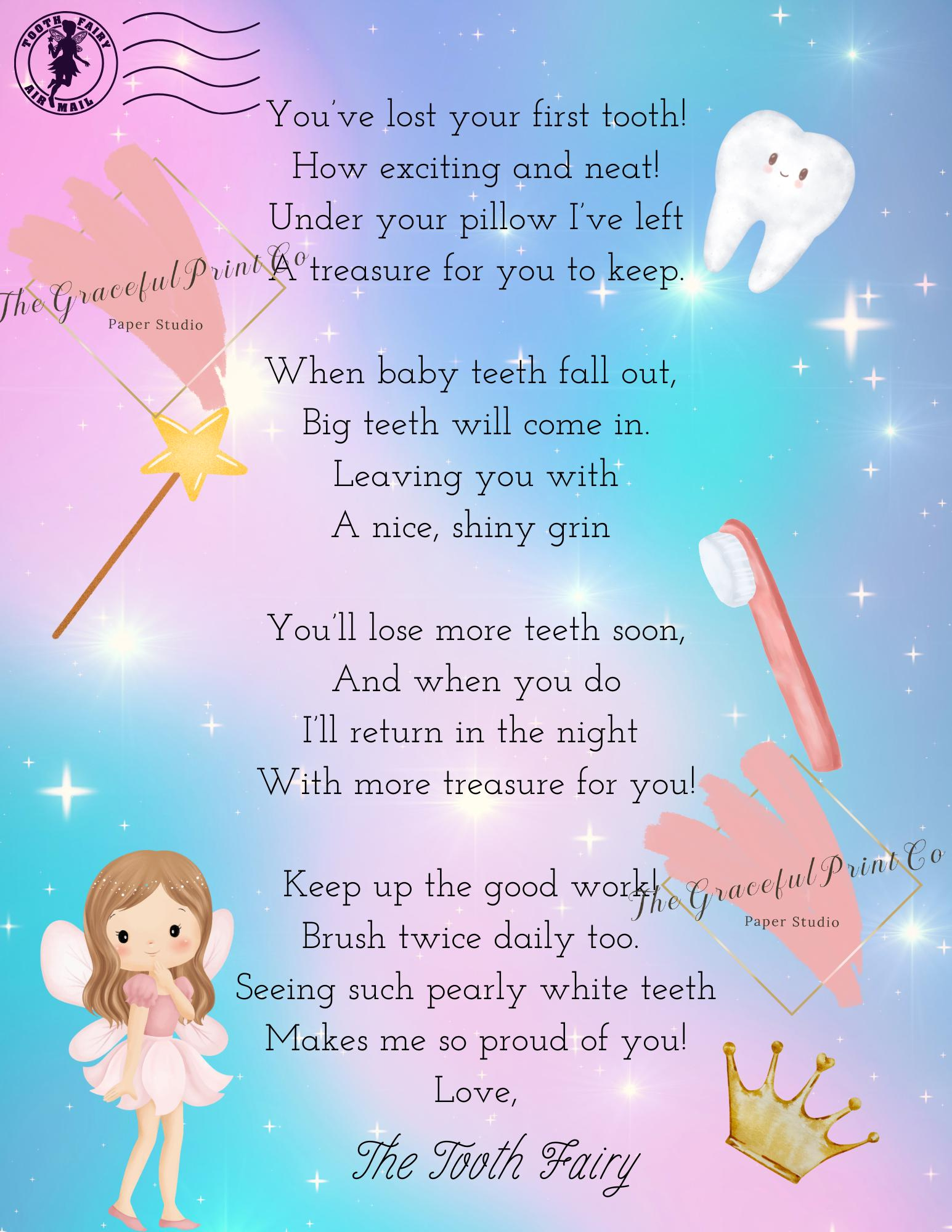 Tooth Fairy Letter; First Tooth, Fairy Letter Printable Download within Printable Letter From the Tooth Fairy