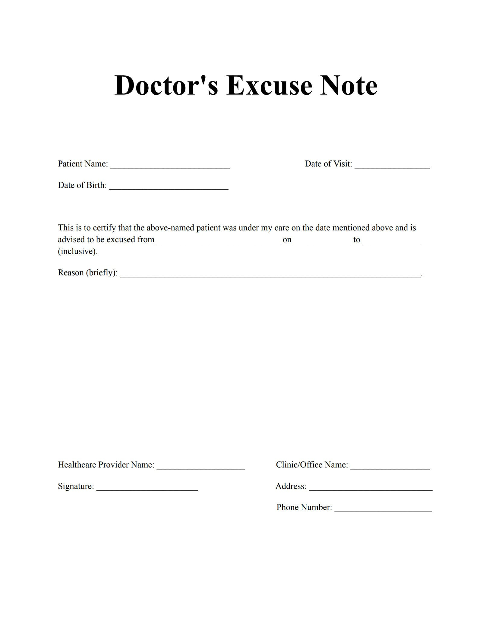 Top 12 Free Doctor Note Templates (For Work And School) within Printable Doctors Note For Free