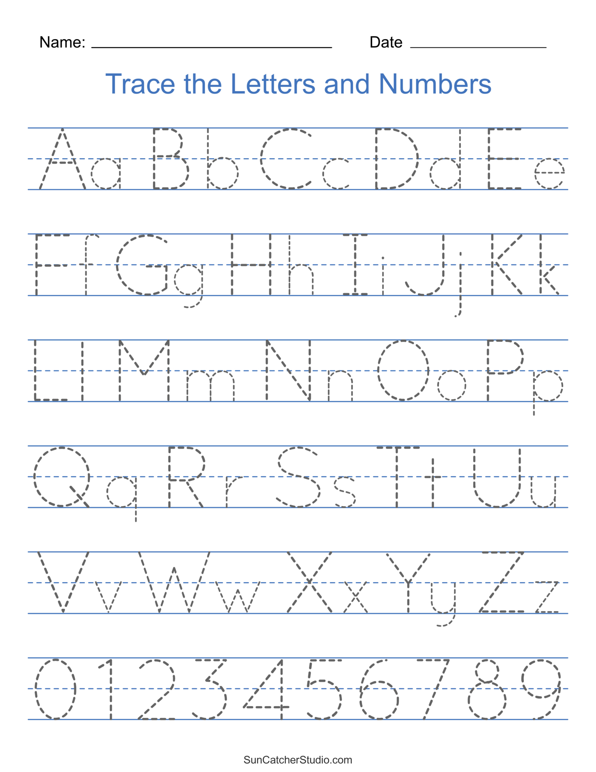 Tracing Alphabet Letters (Printable Handwriting Worksheets) – Free within Free Printable Tracing Letters Worksheets