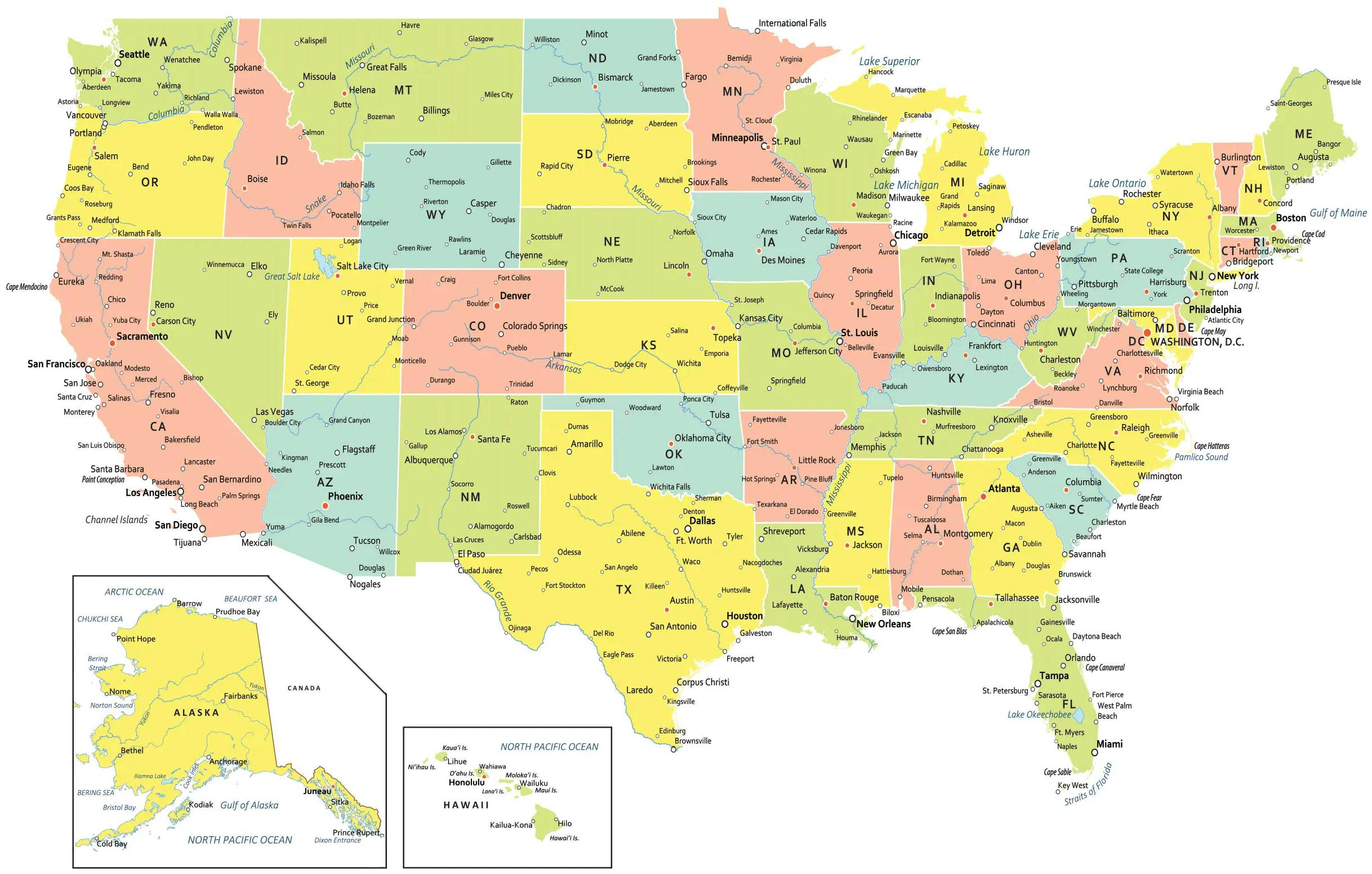Usa Map With States And Cities - Gis Geography intended for Printable Map Of Us States