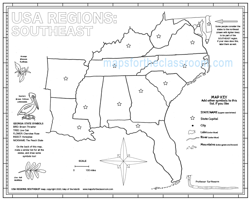 Usa Regions – Southeast - Worksheets Library regarding Free Printable Southeast Region States and Capitals Map Printable