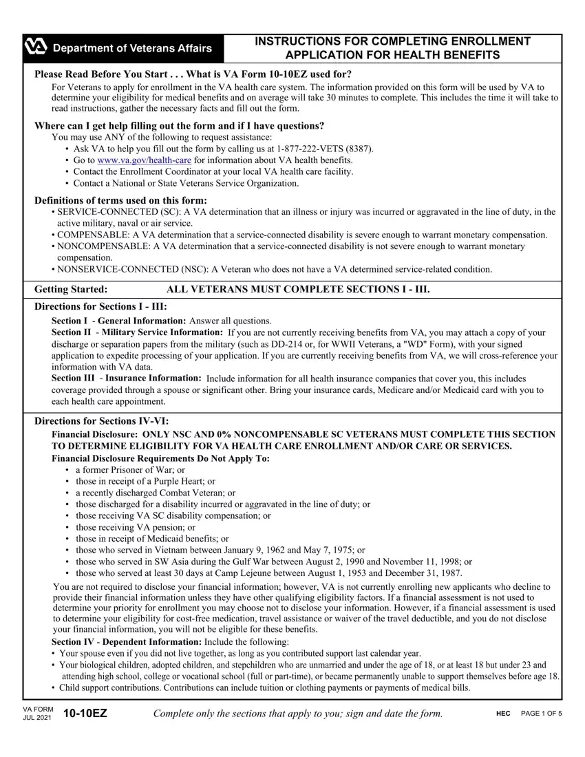 Va Form 10 10Ez ≡ Fill Out Printable Pdf Forms Online in Va Form 10 10Ez Printable
