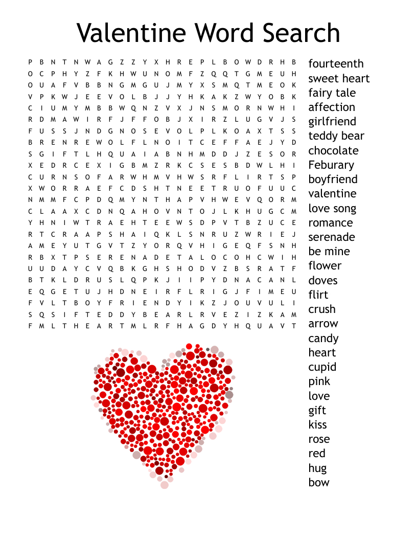 Valentine Word Search - Wordmint within Valentines Word Search Free Printable