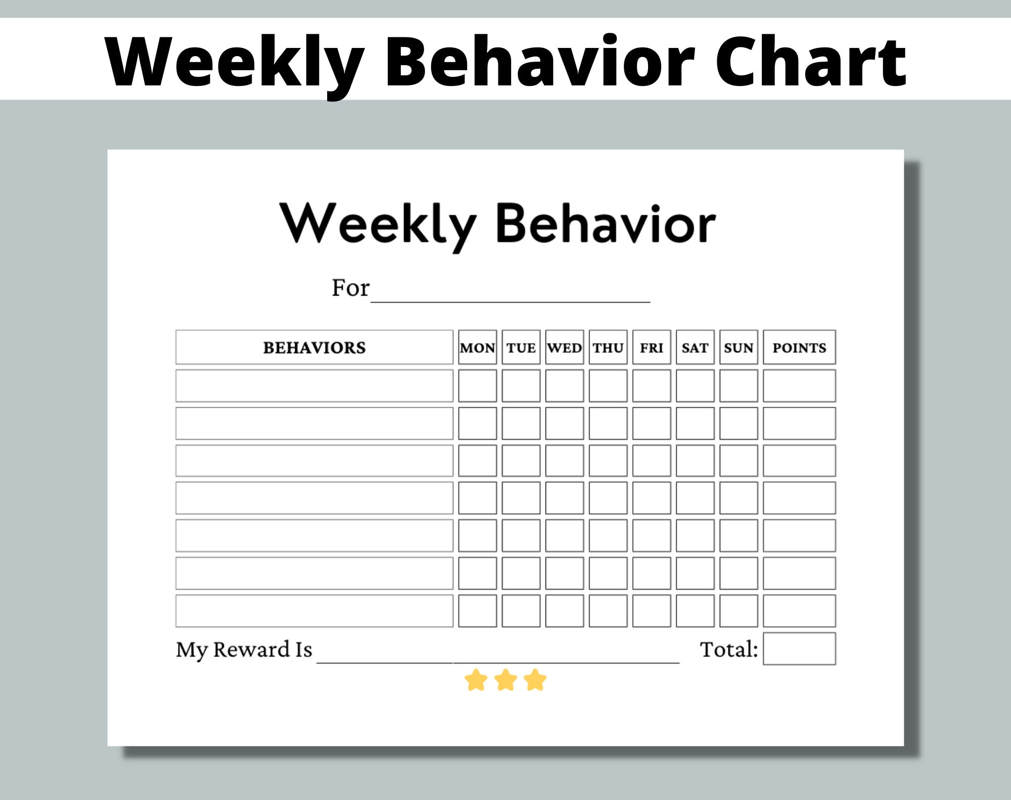 Weekly Behavior Chart Printable For Kids, Students, Classroom regarding Behavior Chart For Classroom Printable