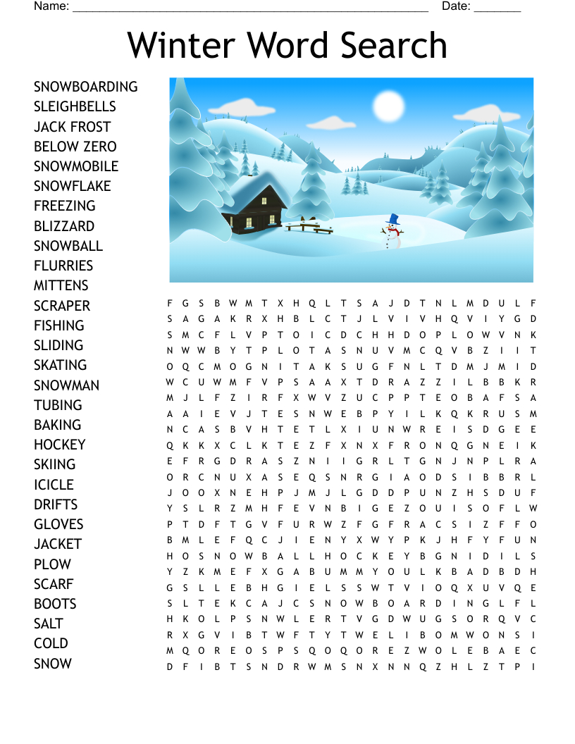 Winter Word Search - Wordmint intended for Winter Word Search Printable Free