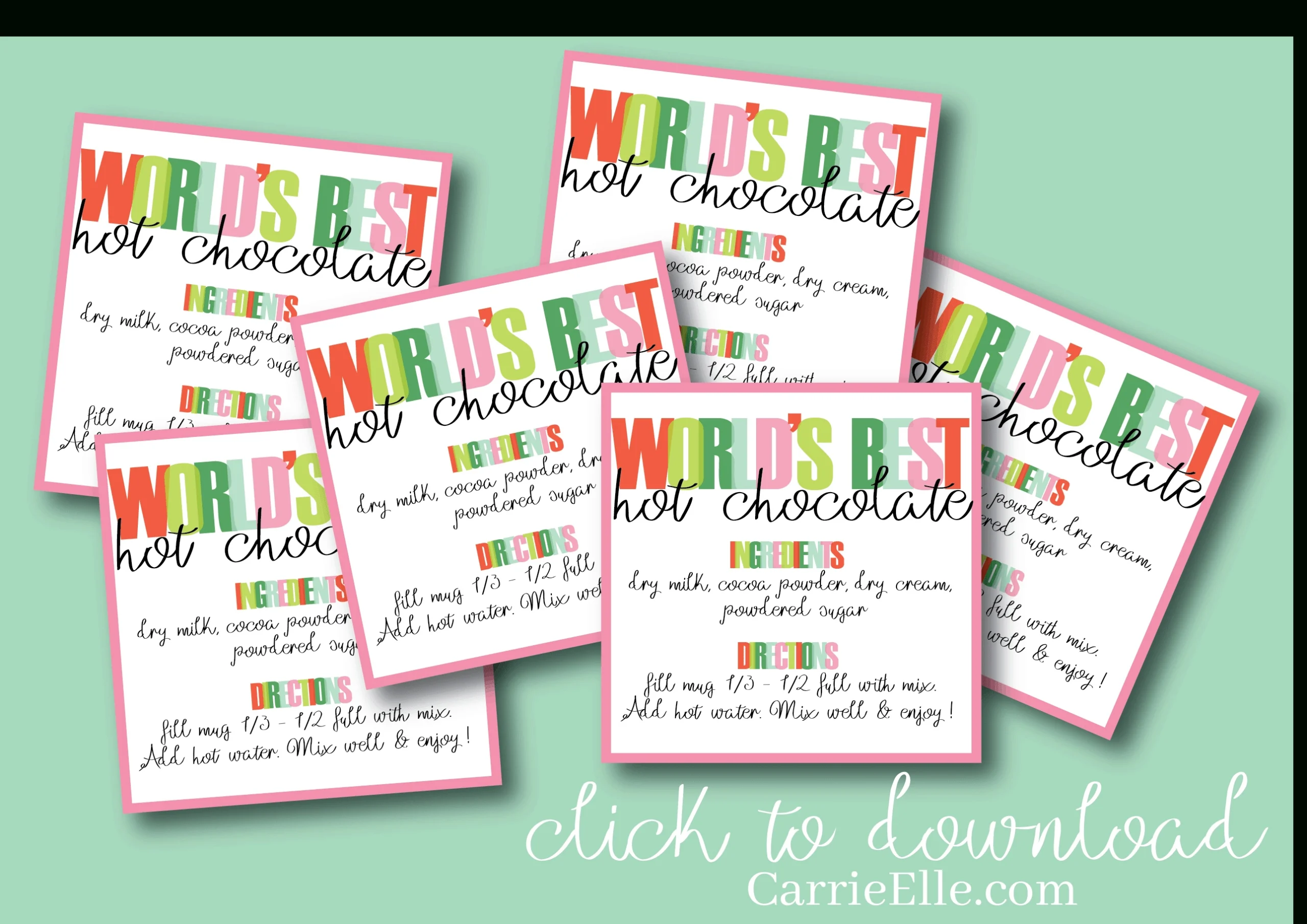 World&amp;#039;S Best Hot Chocolate Recipe &amp;amp; Printable Gift Tag - Carrie Elle regarding Free Printable Hot Chocolate Gift Tags