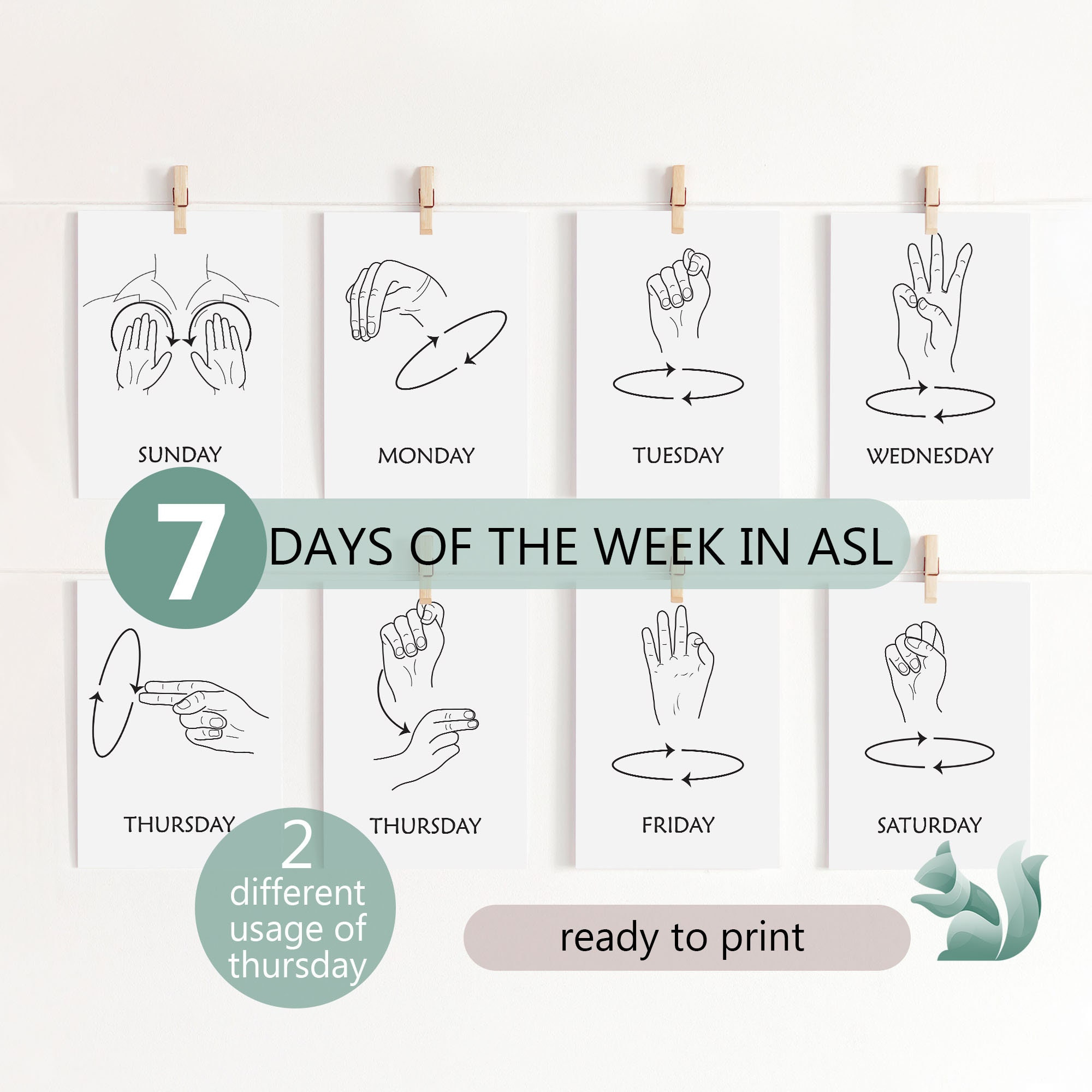 Zeichensprache Tage Der Woche, Amerikanische Gebärdensprache regarding Asl Days of the Week Printable