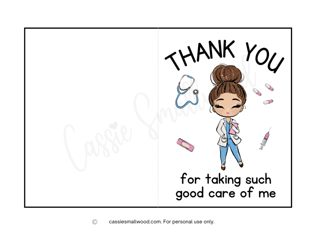 10 Cute Nurse Thank You Cards (Free Printable) - Cassie Smallwood within Nurse Thank You Cards Printable