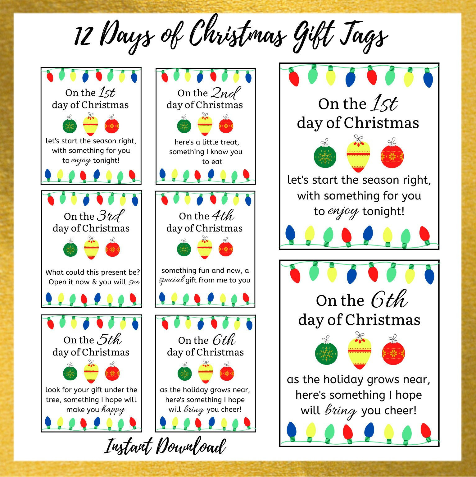 12 Days Of Christmas Gift Tags | 12 Days Of Christmas Printable regarding Printable 12 Days Of Christmas Tags