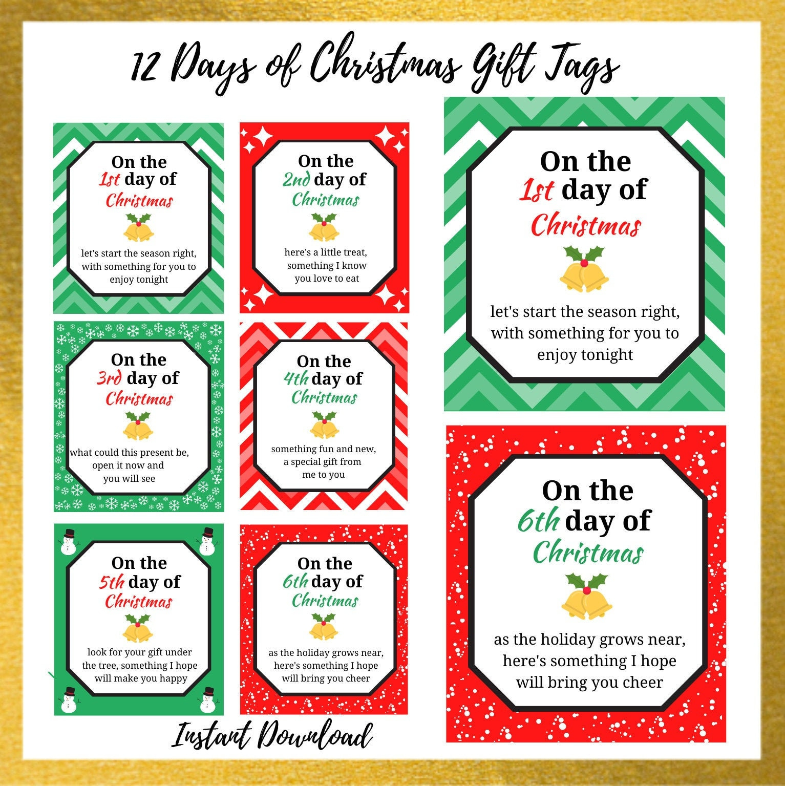 12 Days Of Christmas Gift Tags | 12 Days Of Christmas Printable throughout 12 Days Of Christmas Printable Tags