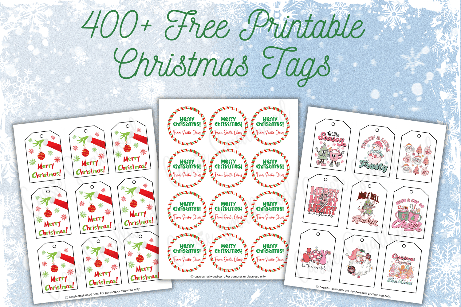 400+ Cutest Printable Christmas Tags (Free Pdf) - Cassie Smallwood for Large Printable Christmas Tags