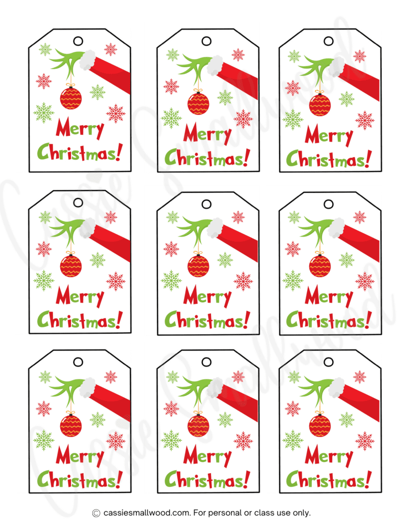 400+ Cutest Printable Christmas Tags (Free Pdf) - Cassie Smallwood regarding Christmas Name Tags Printable
