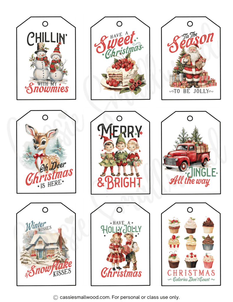 400+ Cutest Printable Christmas Tags (Free Pdf) - Cassie Smallwood throughout Vintage Printable Christmas Tags