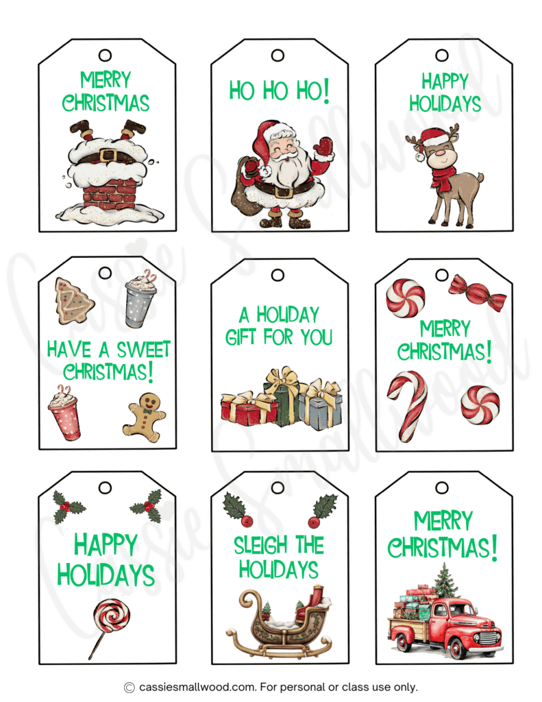 400+ Cutest Printable Christmas Tags (Free Pdf) - Cassie Smallwood with Printable Large Christmas Tags