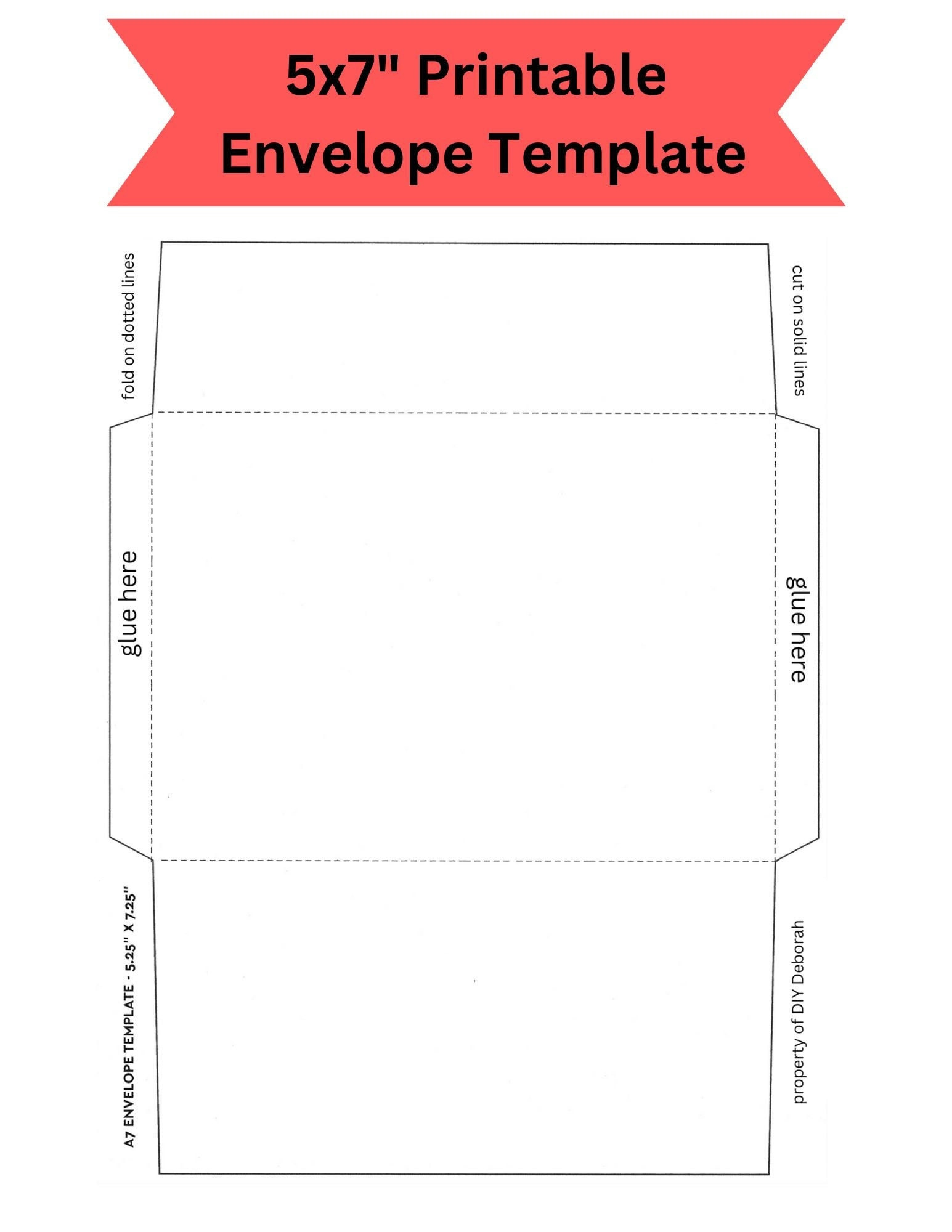 5X7&amp;quot; Printable Foldable Envelope Template, Instant Digital inside Printable Christmas Card Envelopes 5x7
