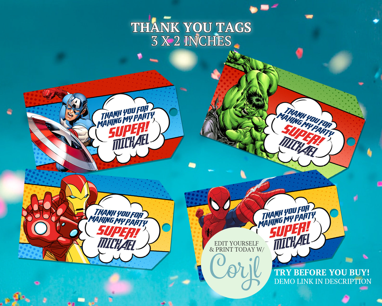 Avengers Thank You Tags: Superheld Geburtstag Gastgeschenke for Avengers Thank You Cards Printable
