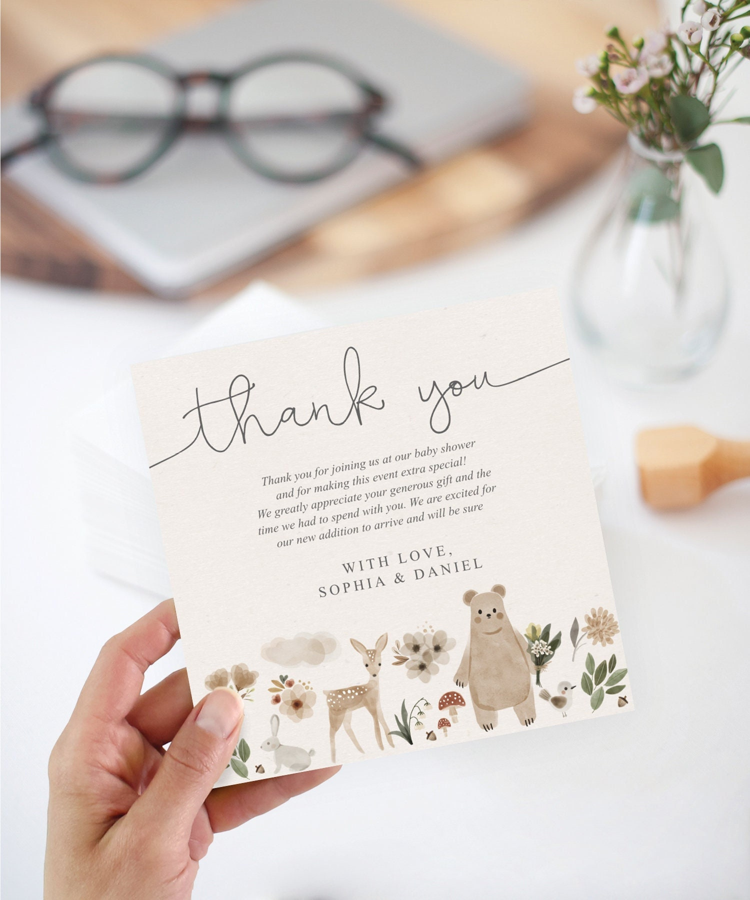 Baby Shower Thank You Card Template, Printable Baby Shower Square within Baby Shower Thank You Cards Printable