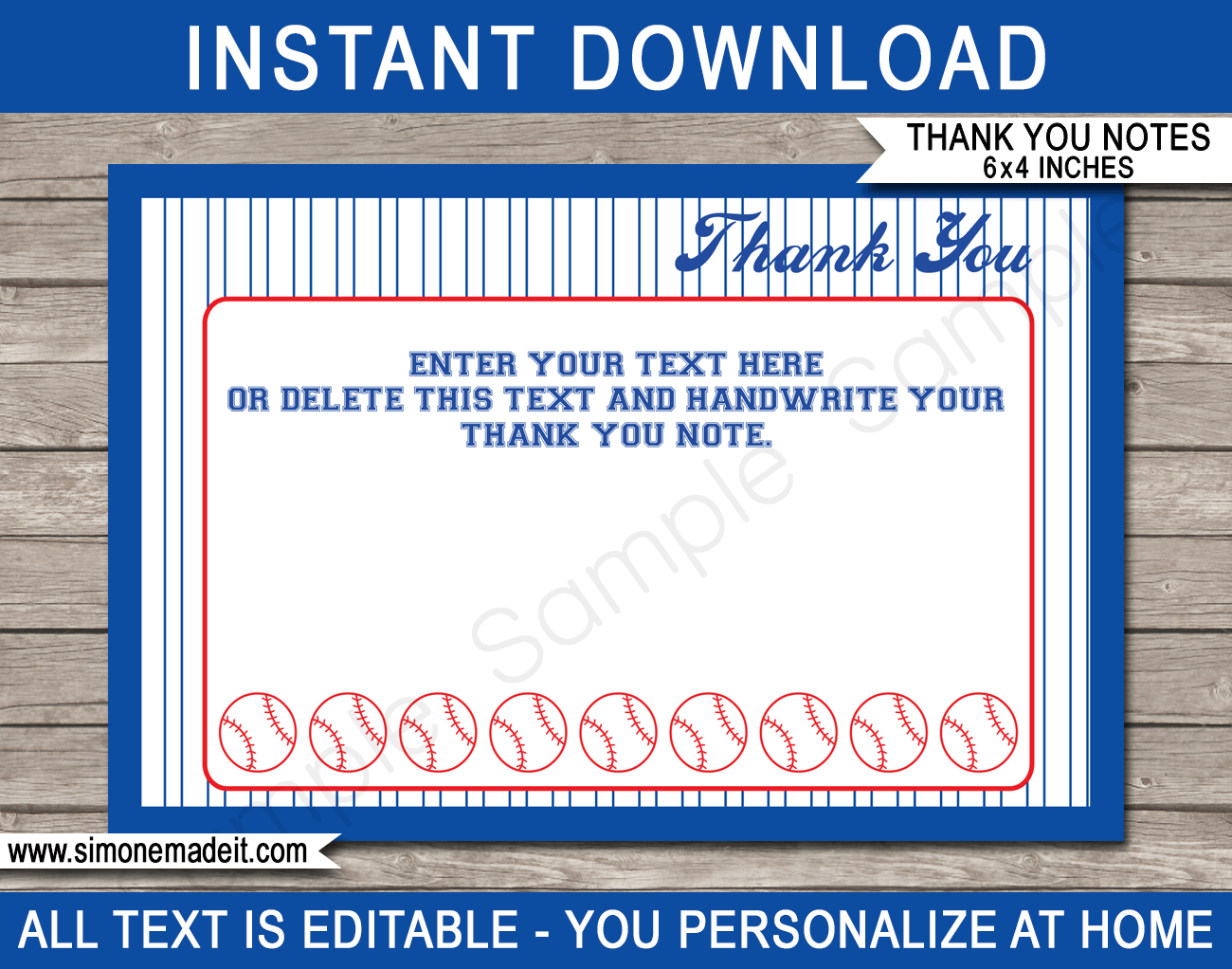 Baseball Party Thank You Cards Template for Baseball Thank You Cards Printable Free