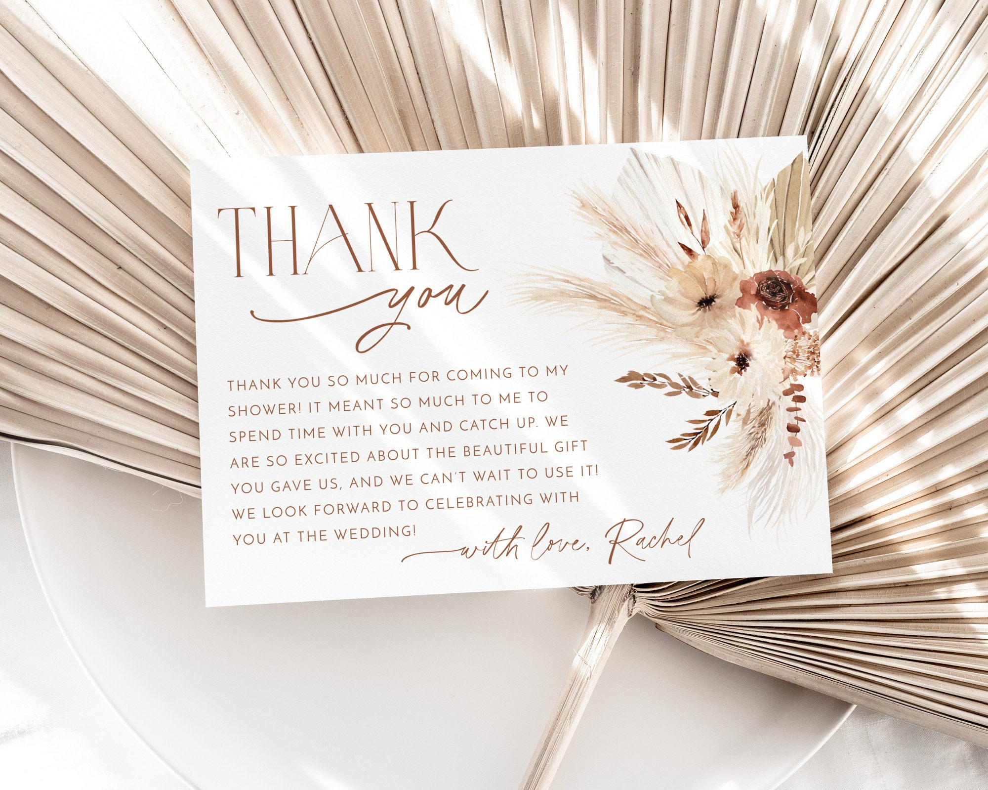 Boho Thank You Card Template, Printable Thank You Card Instant throughout Thank You Cards Bridal Shower Printable
