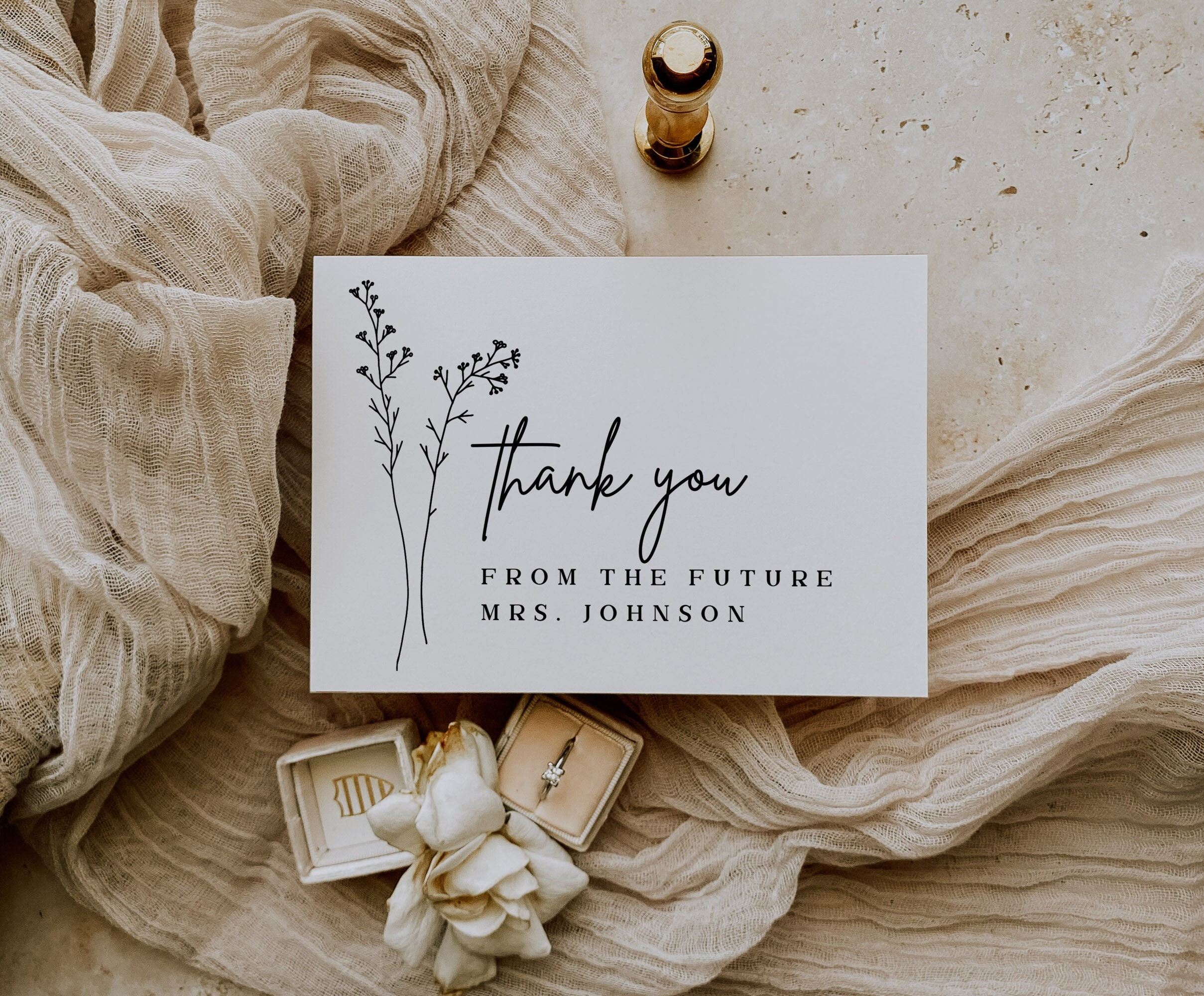 Bridal Shower Thank You Card Template Printable Modern Minimalist inside Thank You Cards Bridal Shower Printable