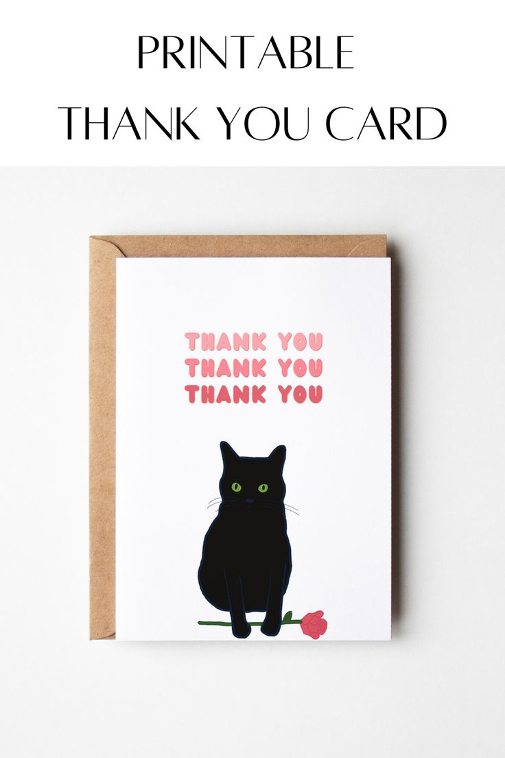 Cat Thank You Card | Funny Thank You Card | Instant Download throughout Funny Thank You Cards Printable Free